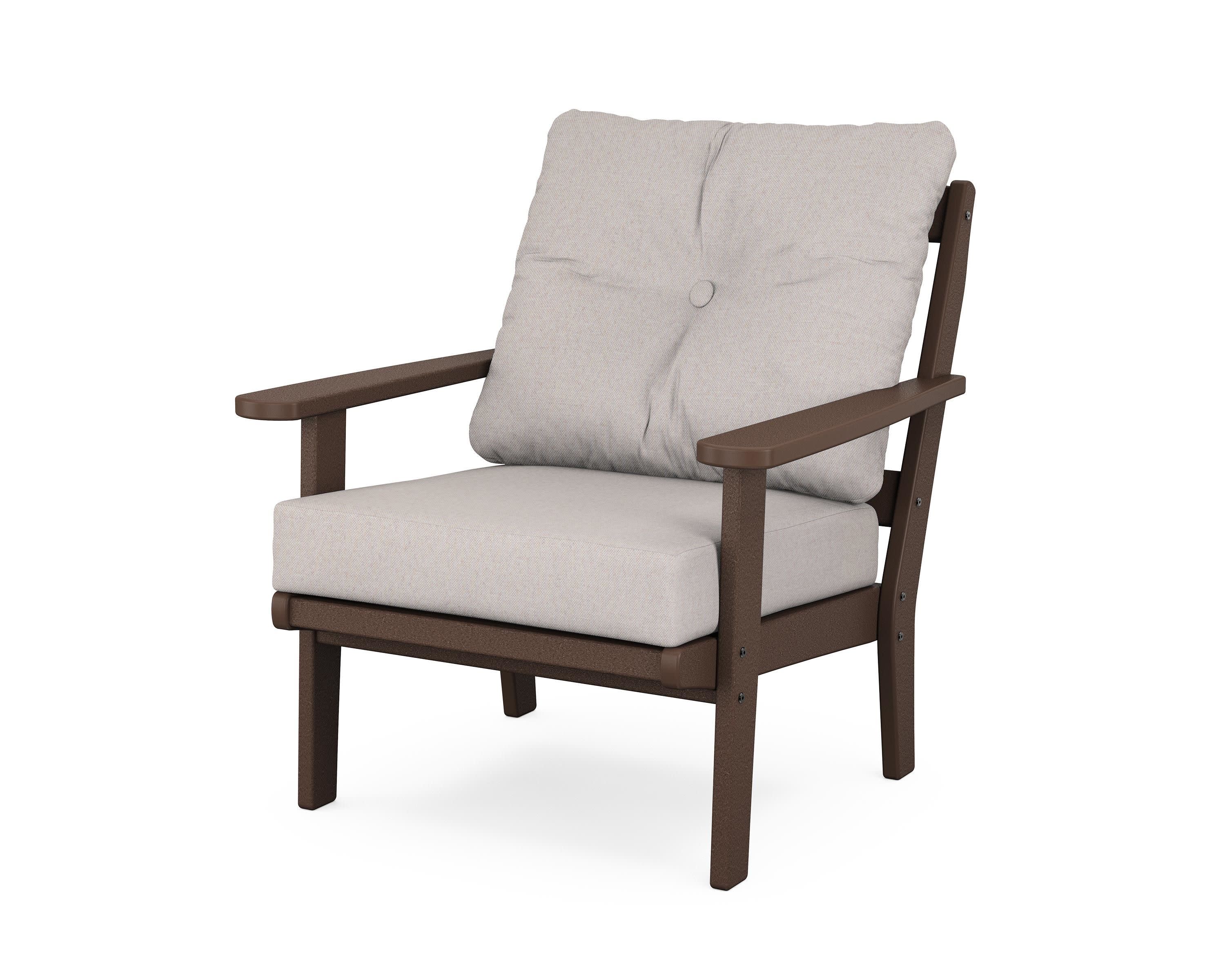 Mission Deep Seating Chair in Mahogany / Dune Burlap