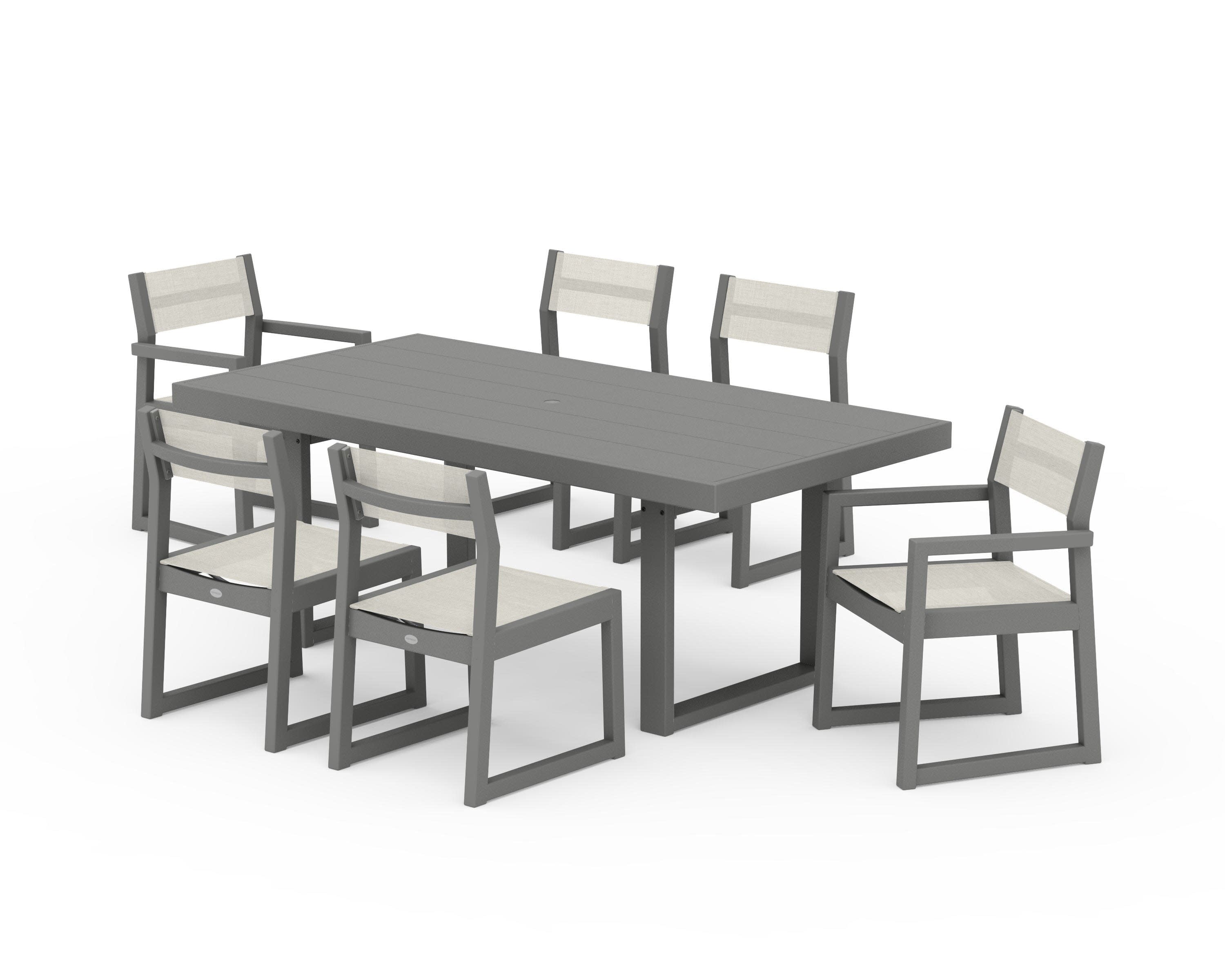 EDGE Sling 7-Piece Dining Set in Slate Grey / Parchment Sling