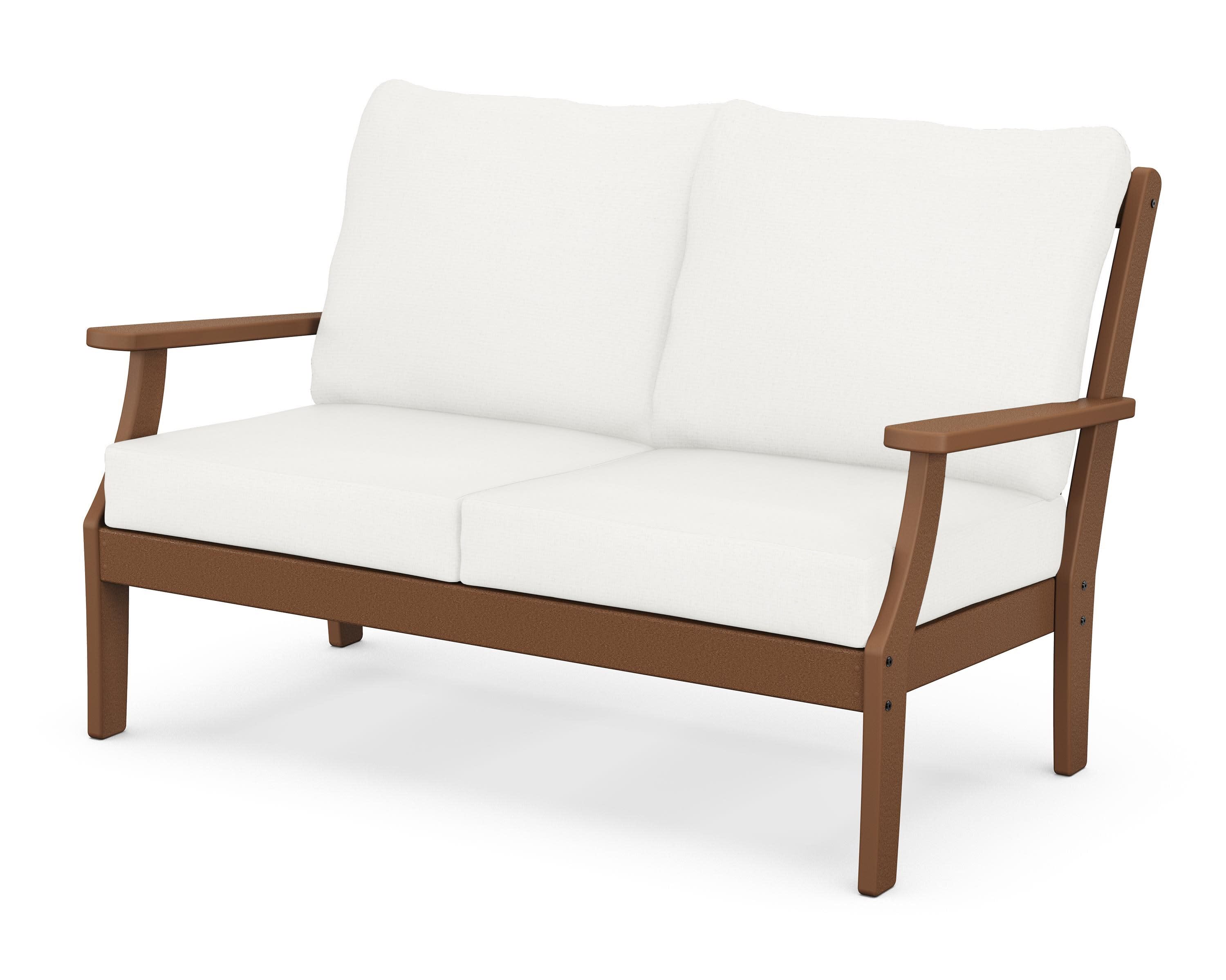Braxton Deep Seating Loveseat in Teak / Natural Linen