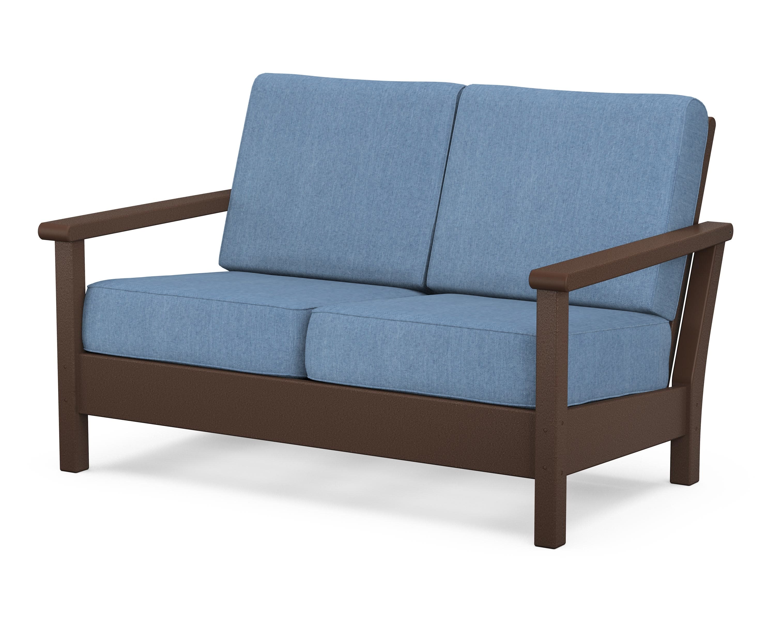 Harbour Deep Seating Loveseat in Mahogany / Sky Blue