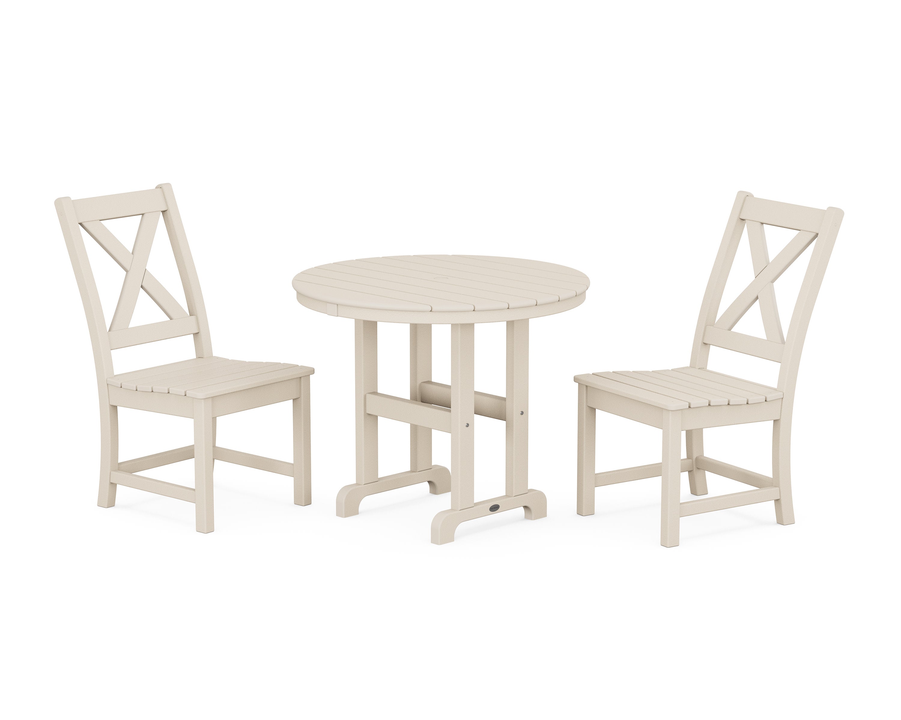 Braxton Side Chair 3-Piece Round Dining Set in Sand