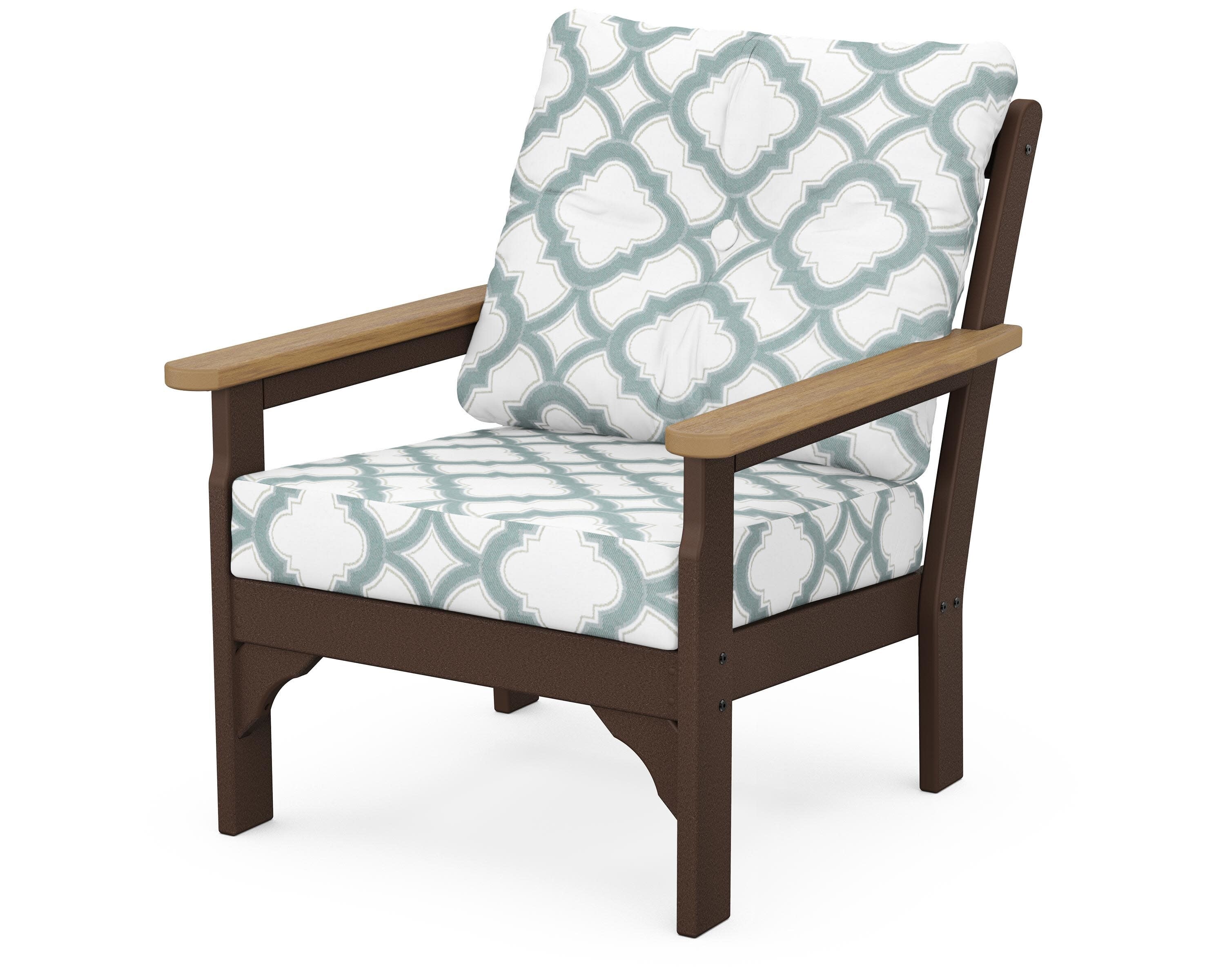 Vineyard Deep Seating Chair in Mahogany / Natural / Trellis Glacier Spa
