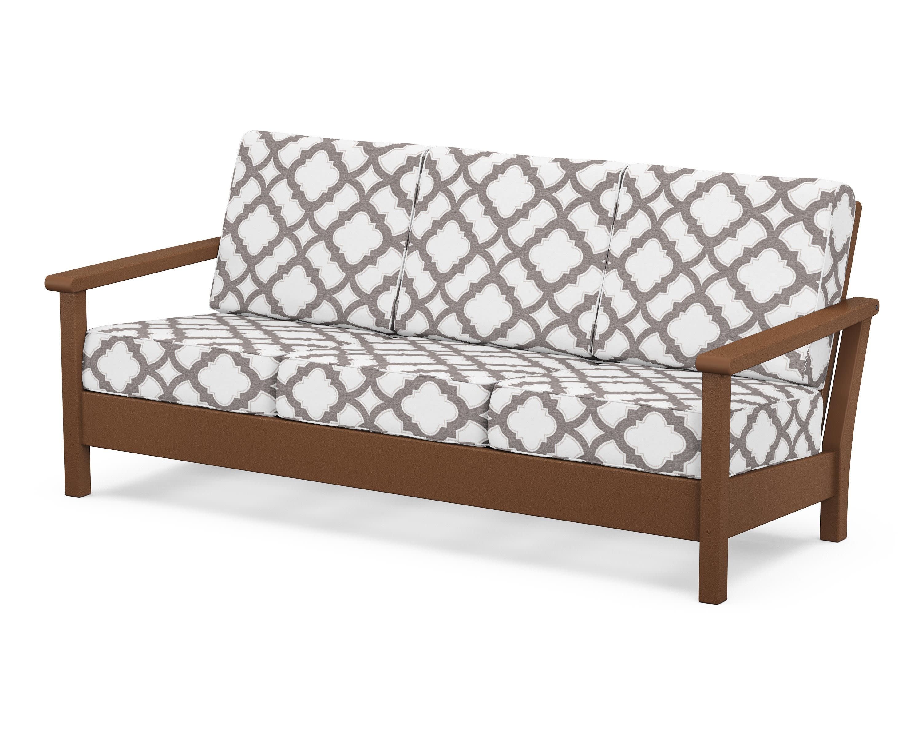 Harbour Deep Seating Sofa in Teak / Trellis Grey Mist