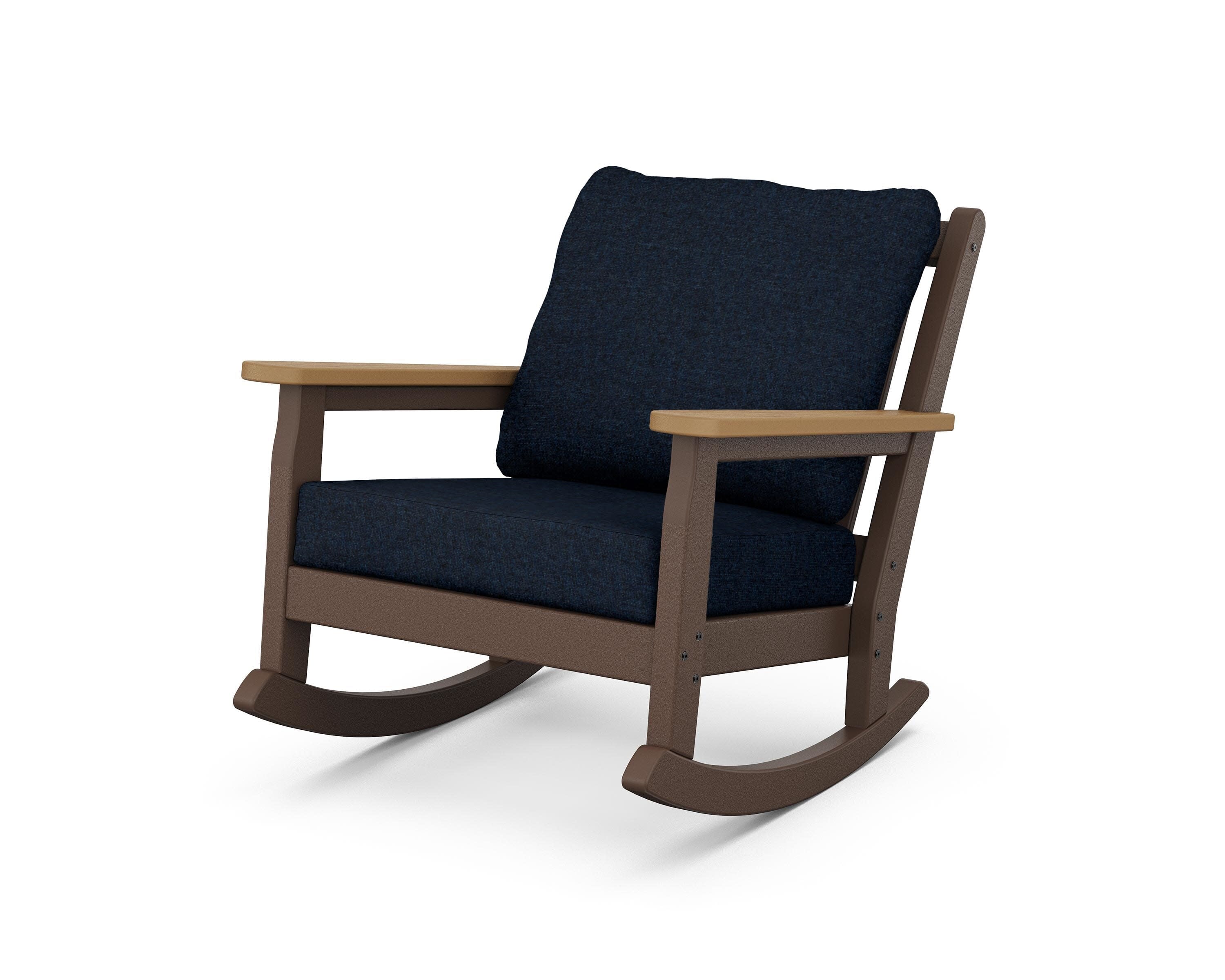 Chippendale Deep Seating Rocking Chair in Mahogany / Natural / Marine Indigo