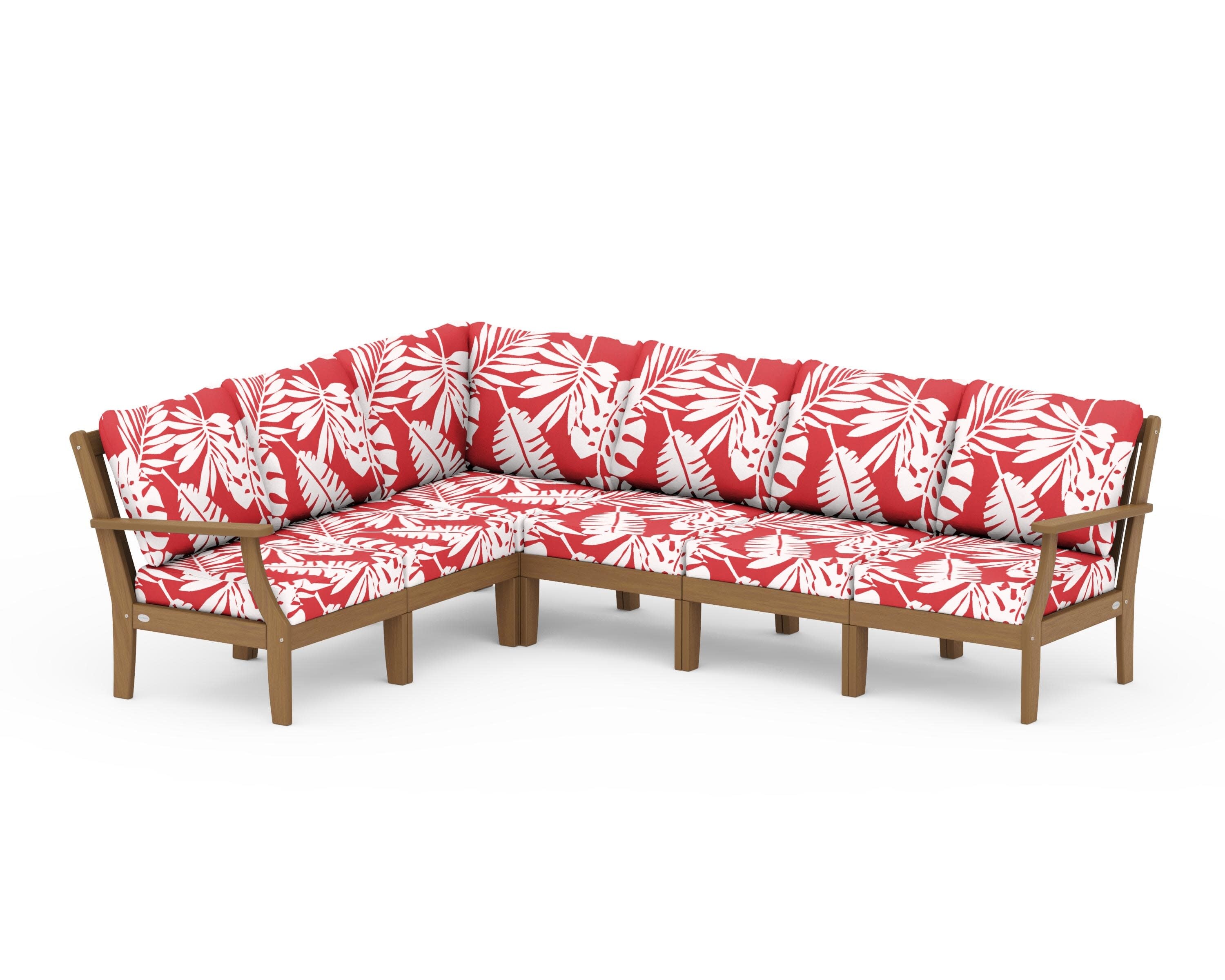 Braxton Modular 6-Piece Deep Seating Set in Natural / Leaf Crimson