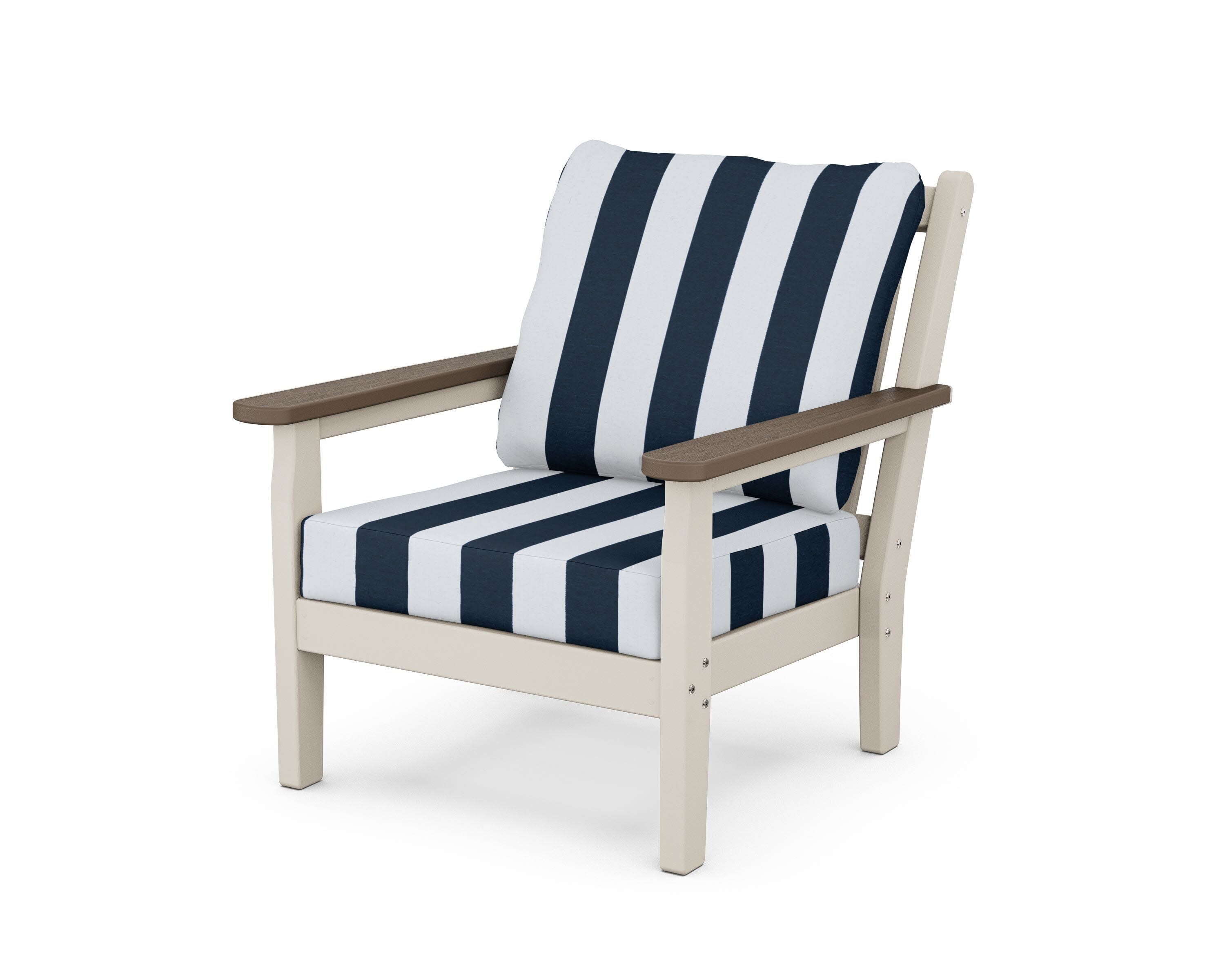 Chippendale Deep Seating Chair in Sand / Kona / Cabana Stripe Marine Indigo
