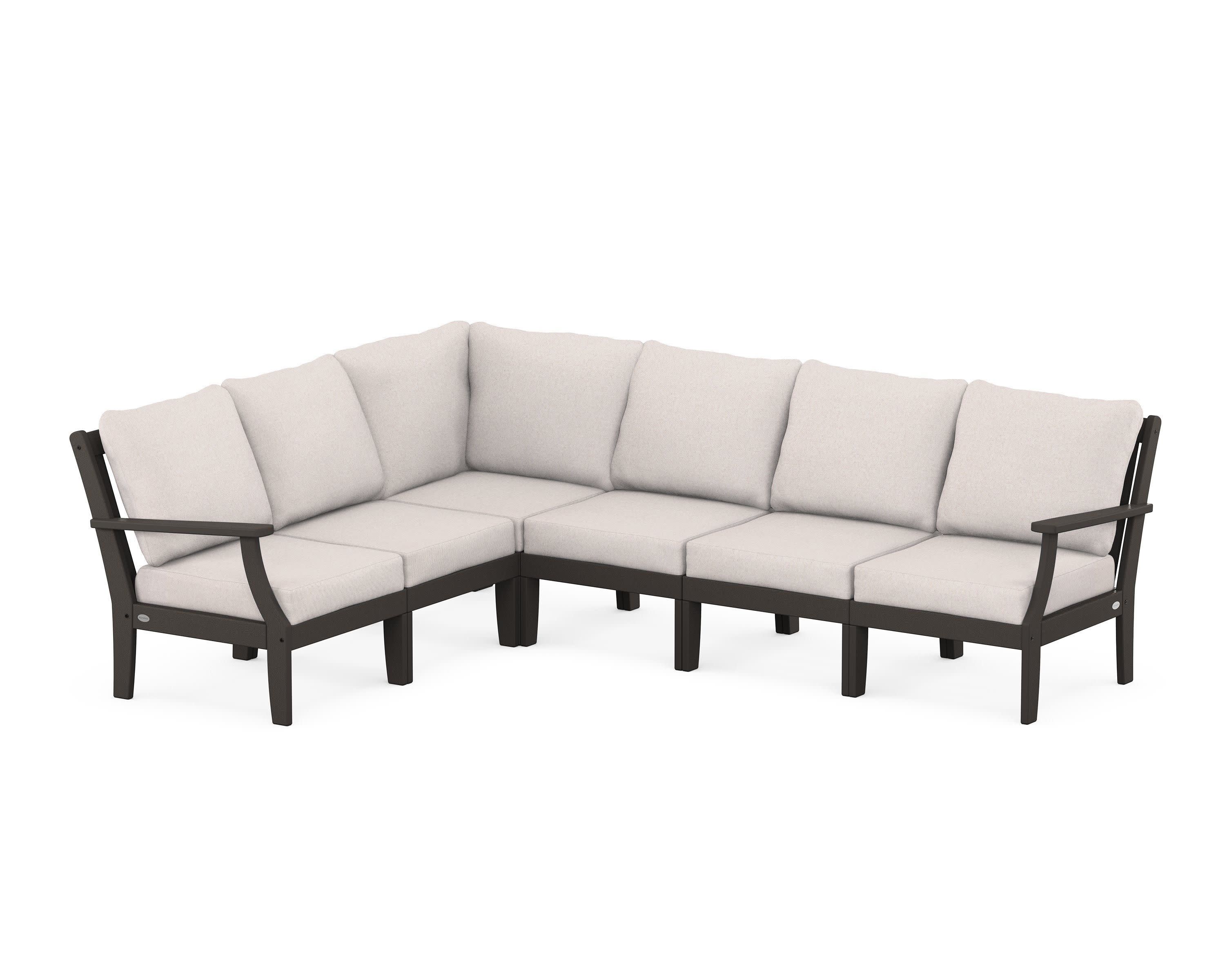 Braxton Modular 6-Piece Deep Seating Set in Vintage Coffee / Dune Burlap