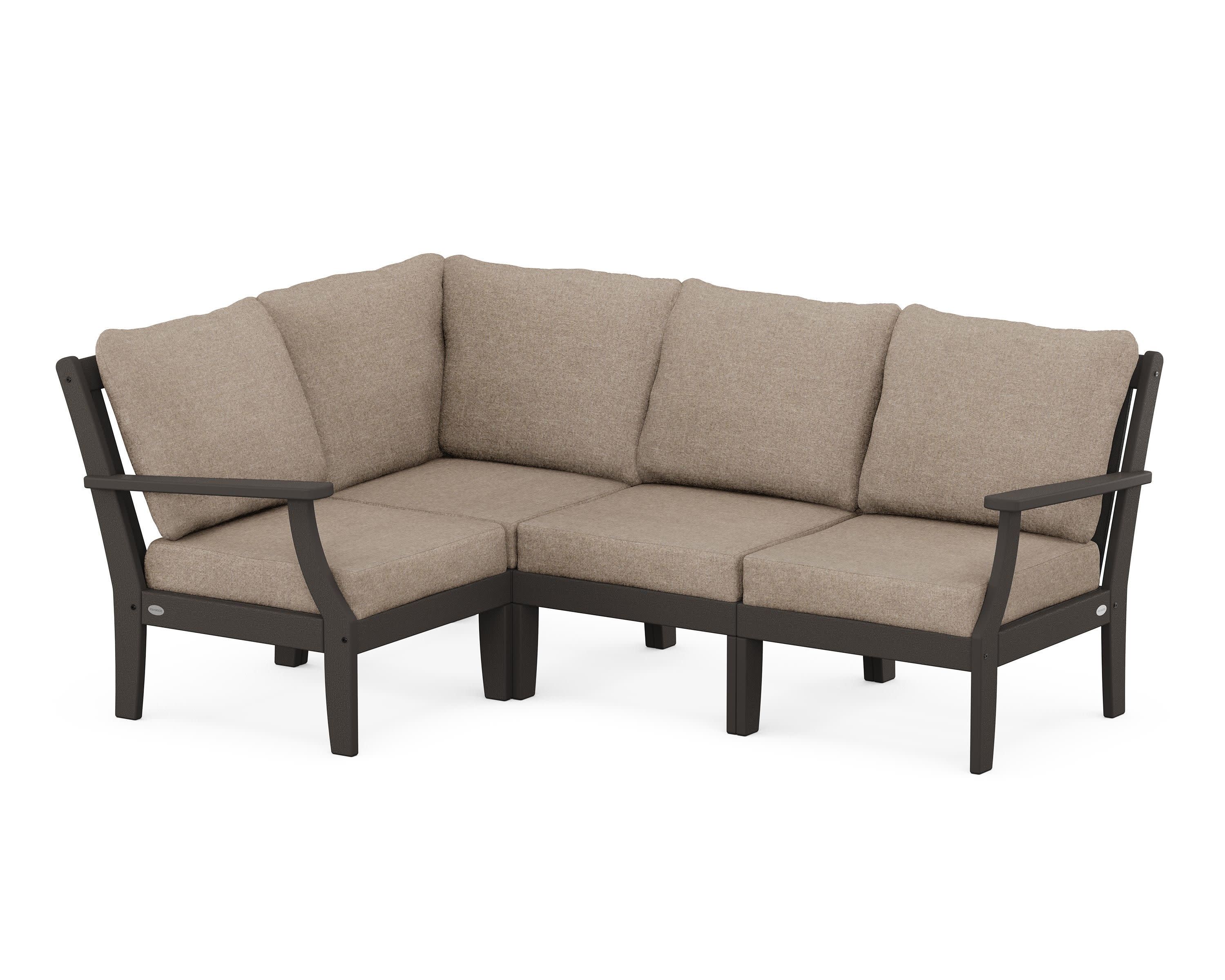 Braxton Modular 4-Piece Deep Seating Set in Vintage Coffee / Spiced Burlap