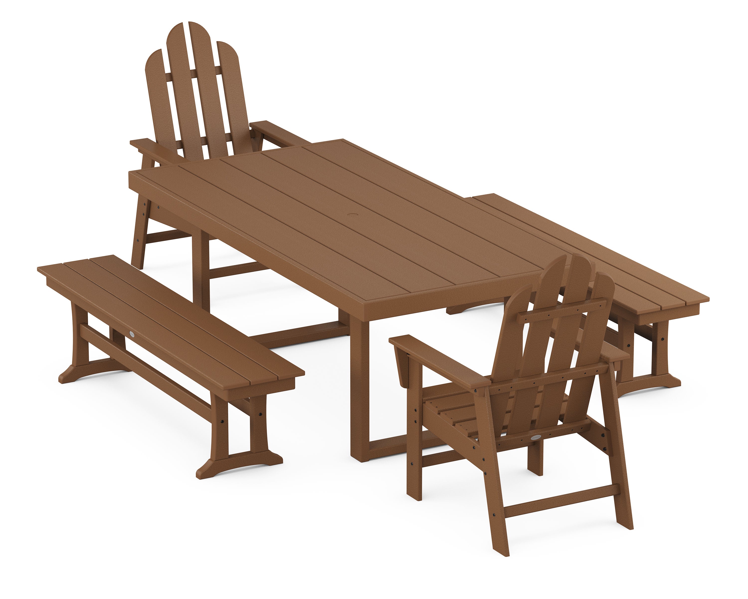 Long Island 5-Piece Dining Set with Benches in Teak