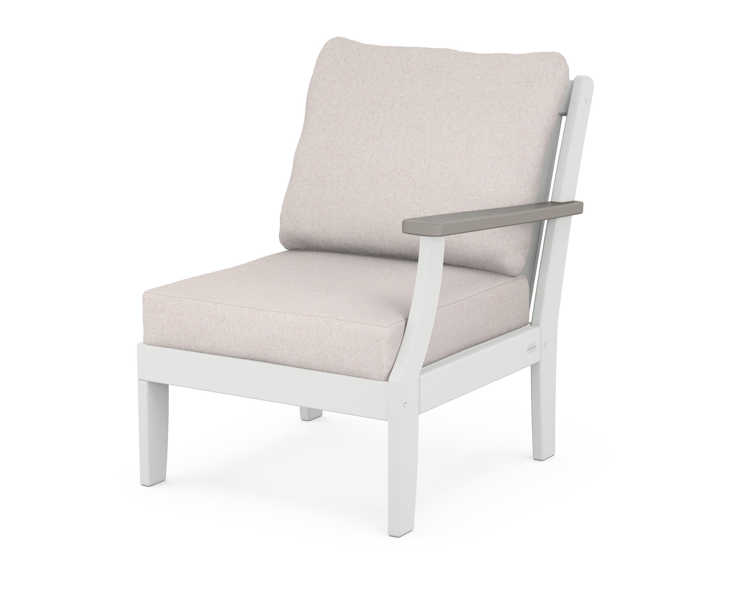 Braxton Modular Right Arm Chair in White / Driftwood / Dune Burlap