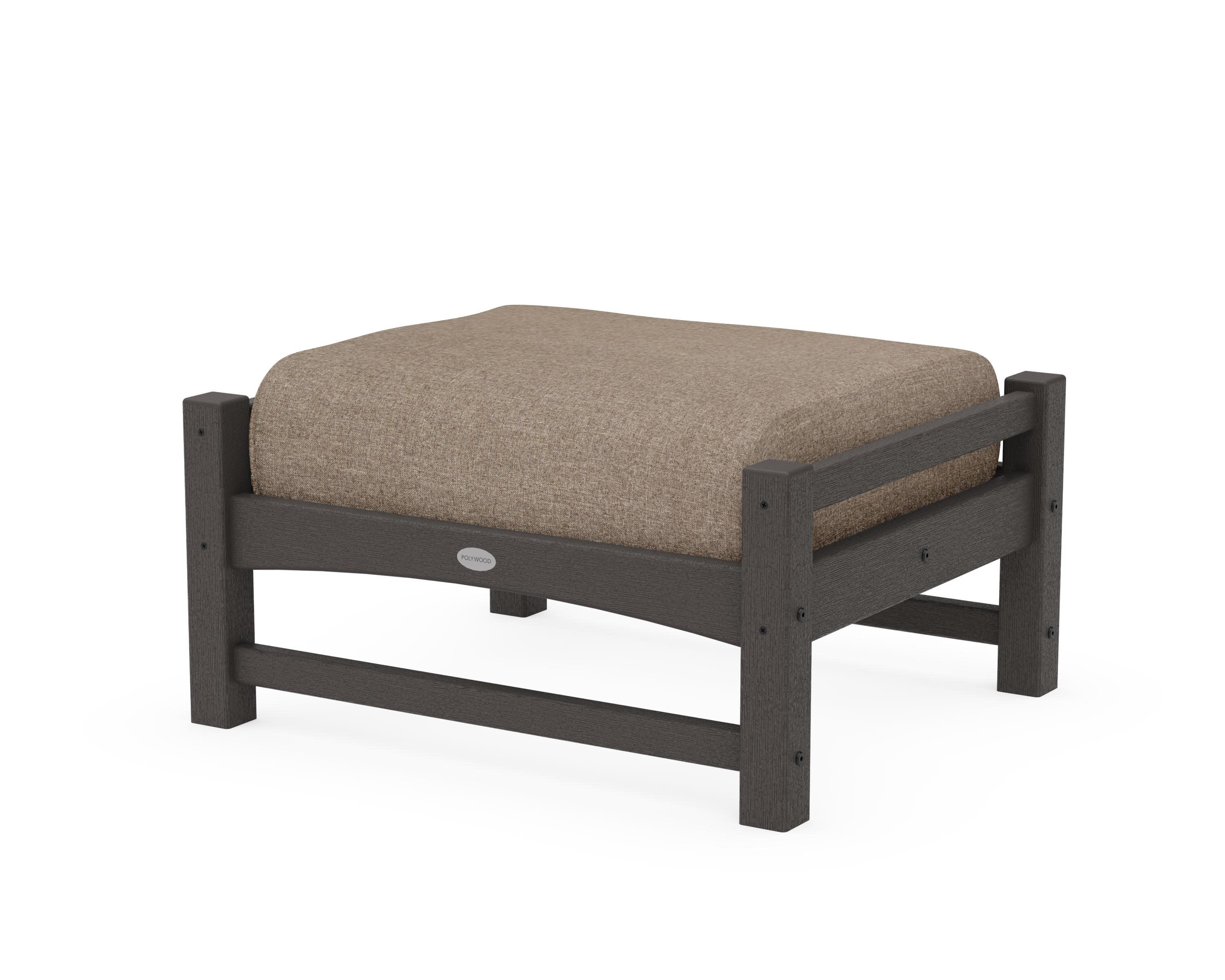 Club Ottoman in Vintage Coffee / Spiced Burlap