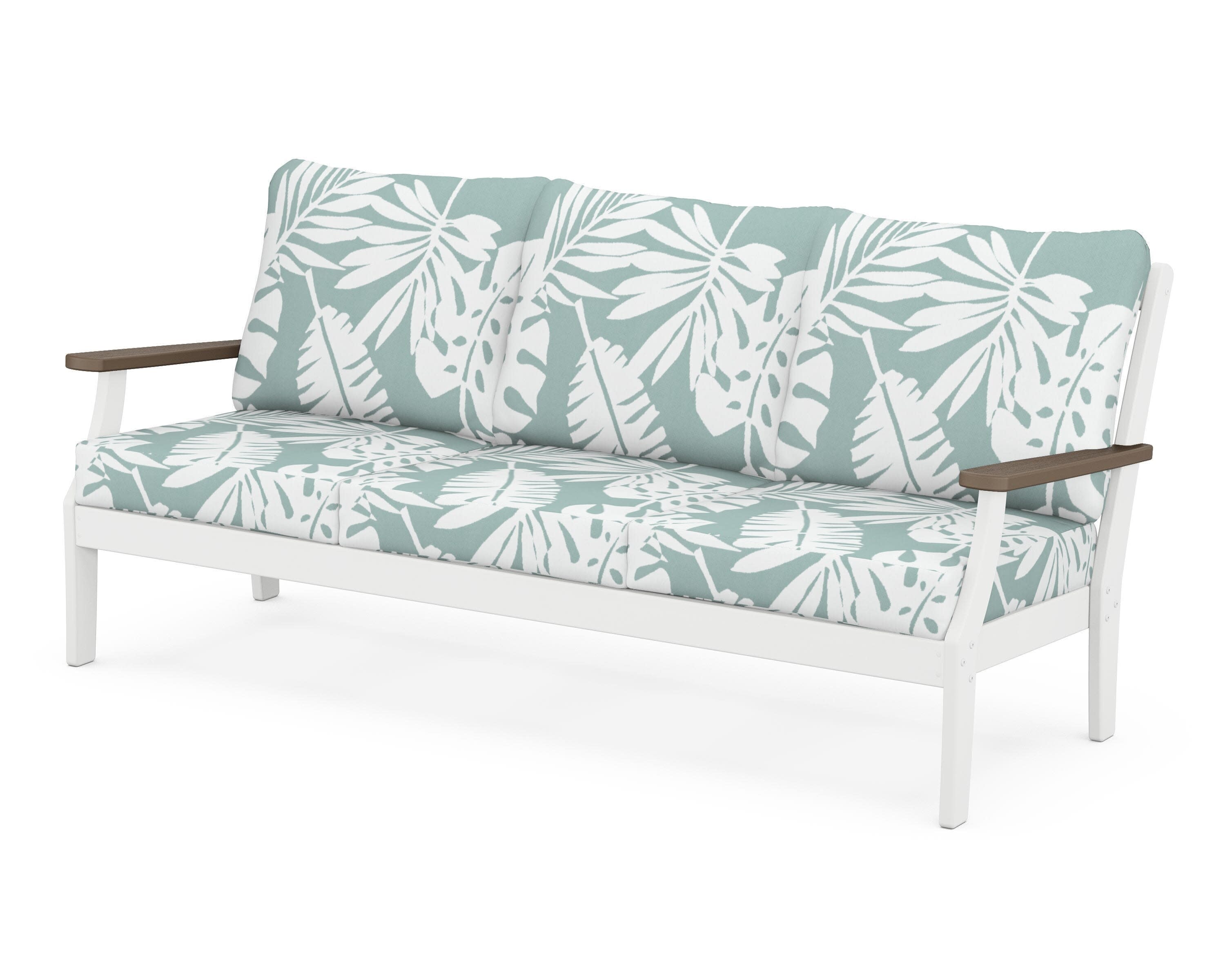 Braxton Deep Seating Sofa in White / Kona / Leaf Glacier Spa