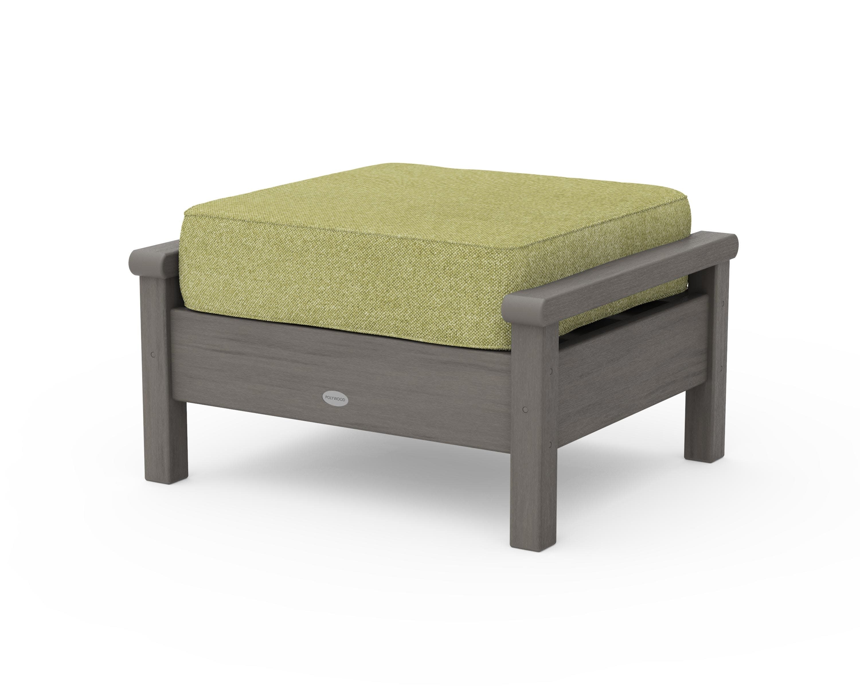 Harbour Deep Seating Ottoman in Driftwood / Chartreuse Boucle