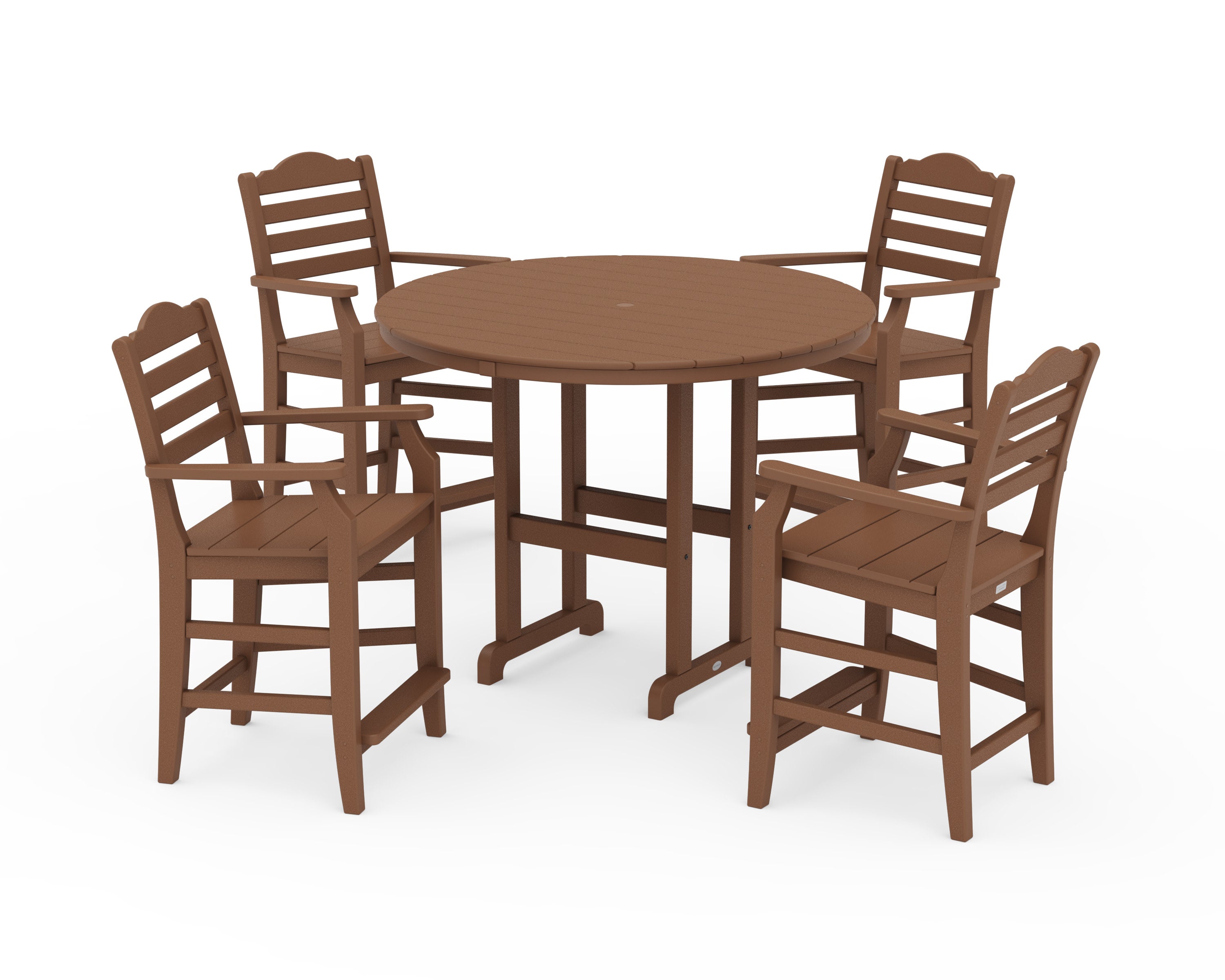 Savannah 5-Piece Round Farmhouse Counter Set in Teak