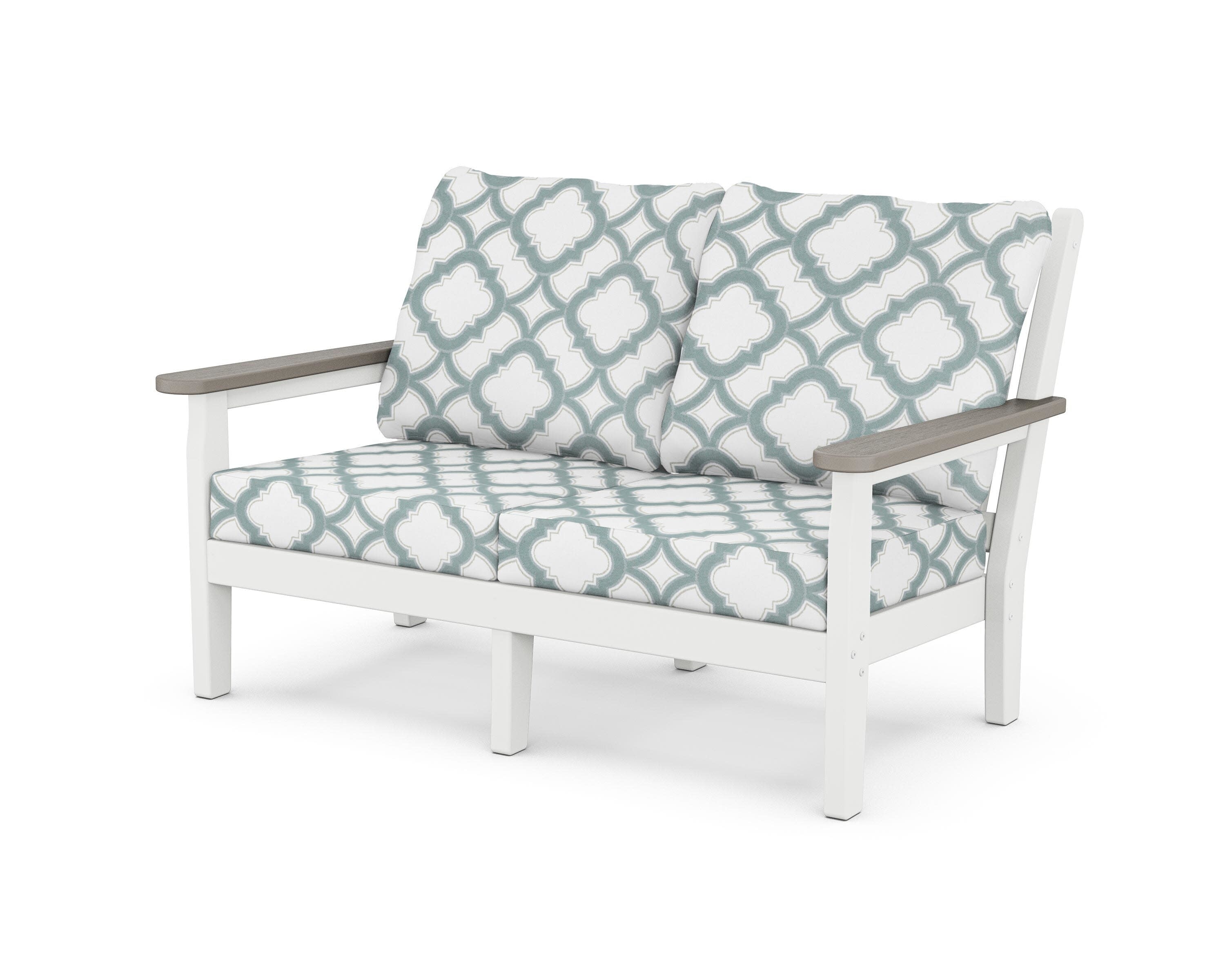 Chippendale Deep Seating Loveseat in White / Driftwood / Trellis Glacier Spa