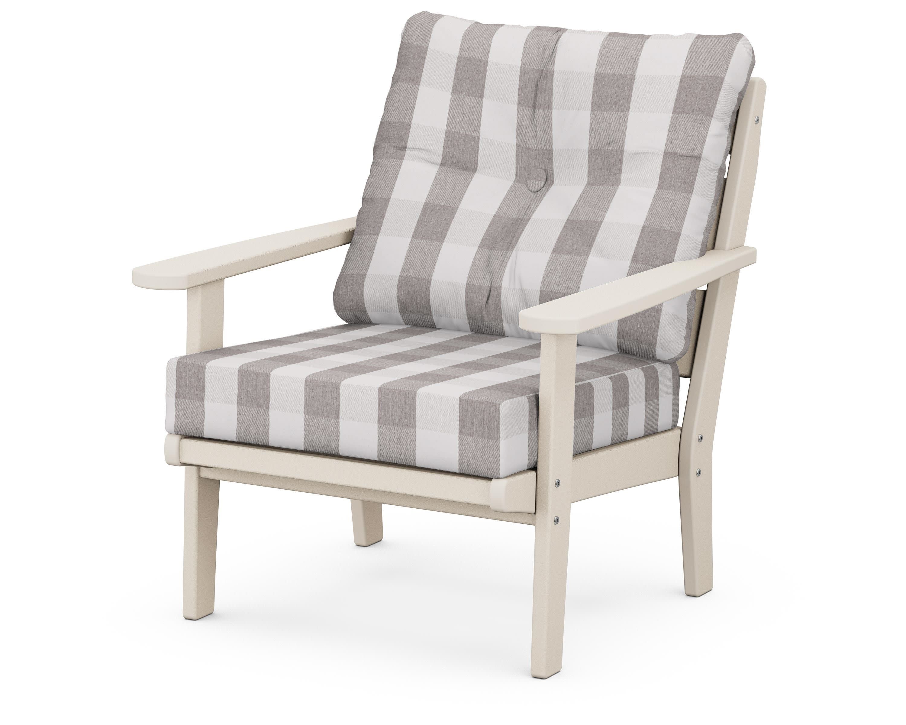 Lakeside Deep Seating Chair in Sand / Buffalo Plaid Grey Mist