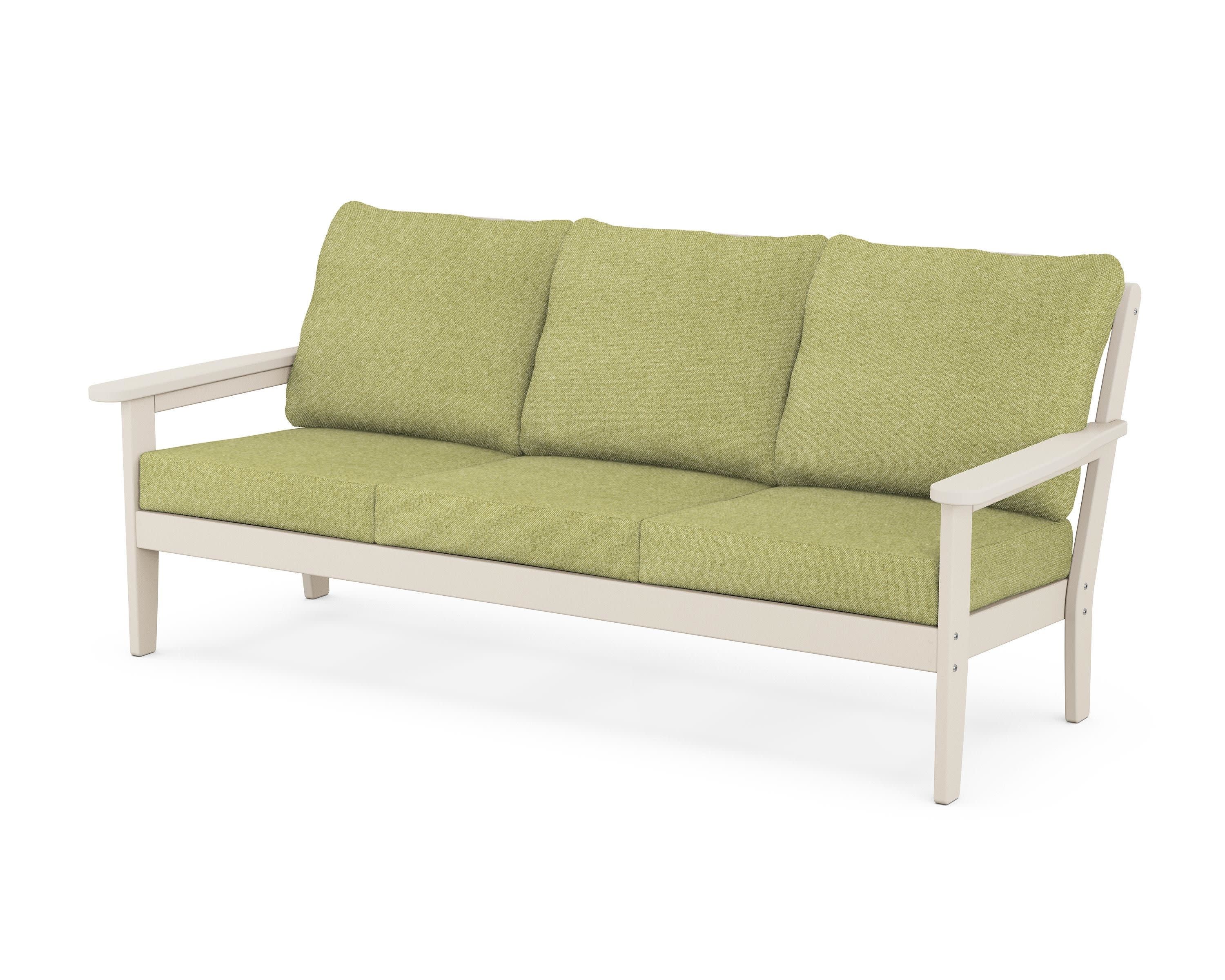Cottage Deep Seating Sofa in Sand / Chartreuse Boucle