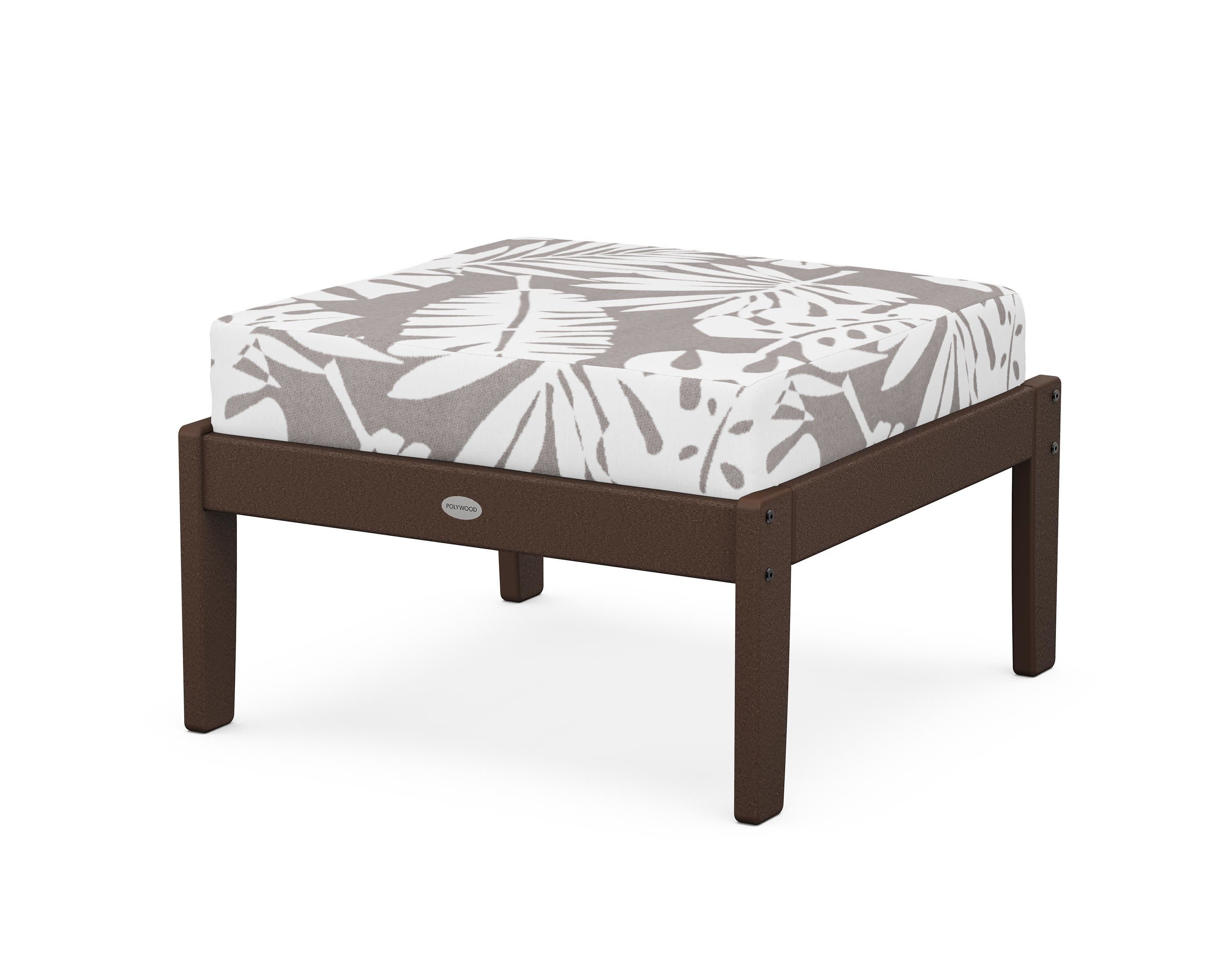 Braxton Deep Seating Ottoman in Mahogany / Leaf Grey Mist