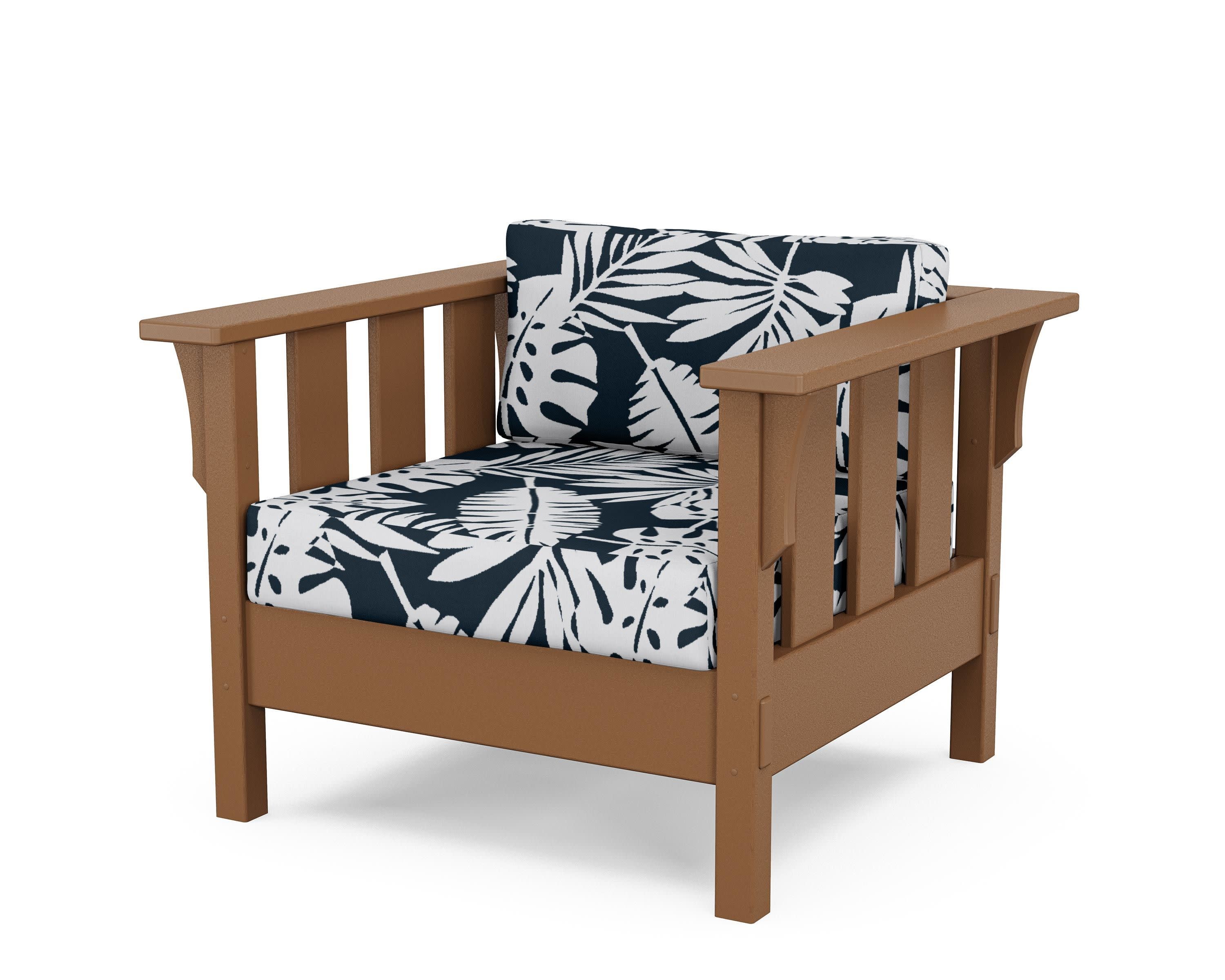 Acadia Deep Seating Chair in Teak / Leaf Marine Indigo