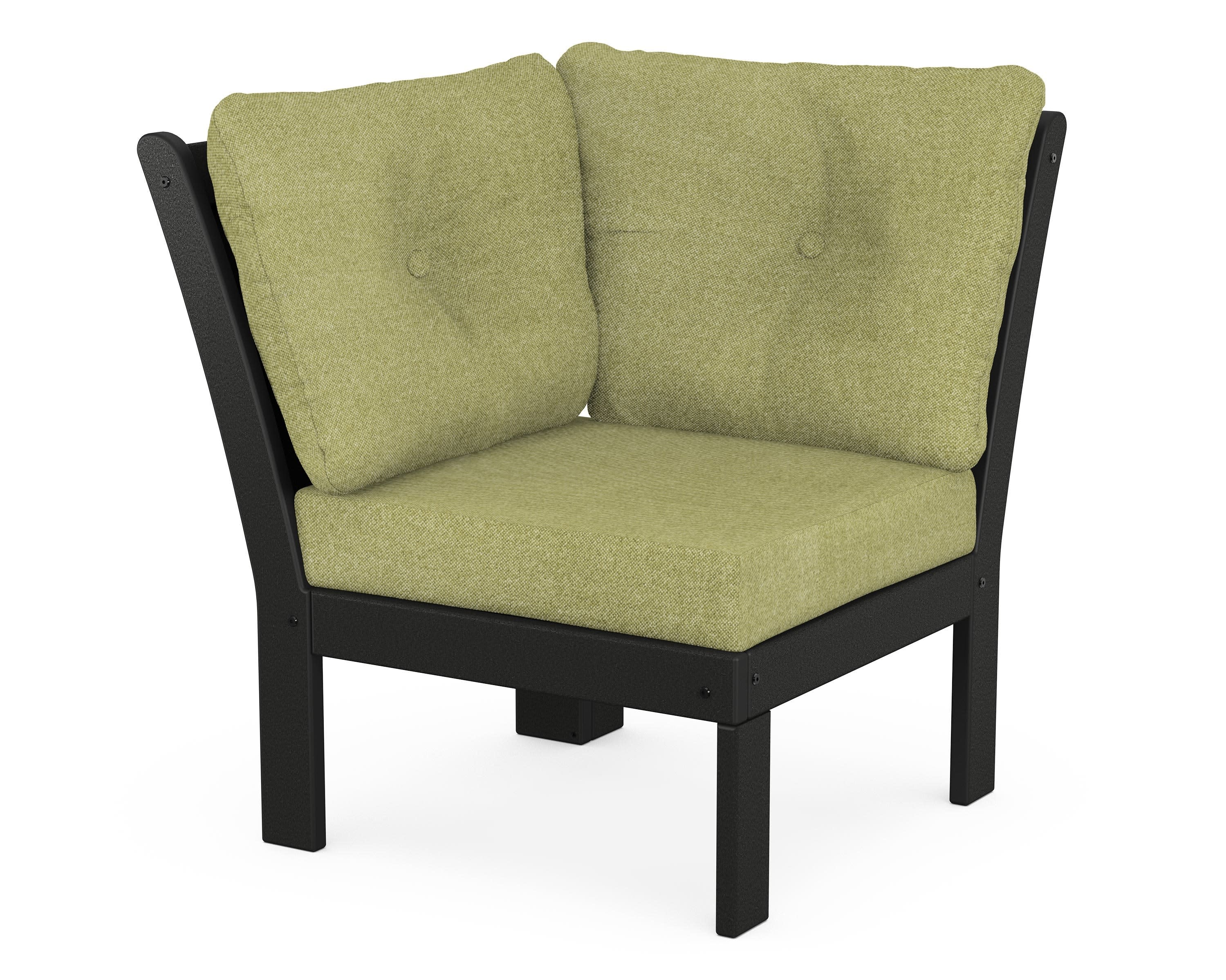 Vineyard Modular Corner Chair in Black / Chartreuse Boucle