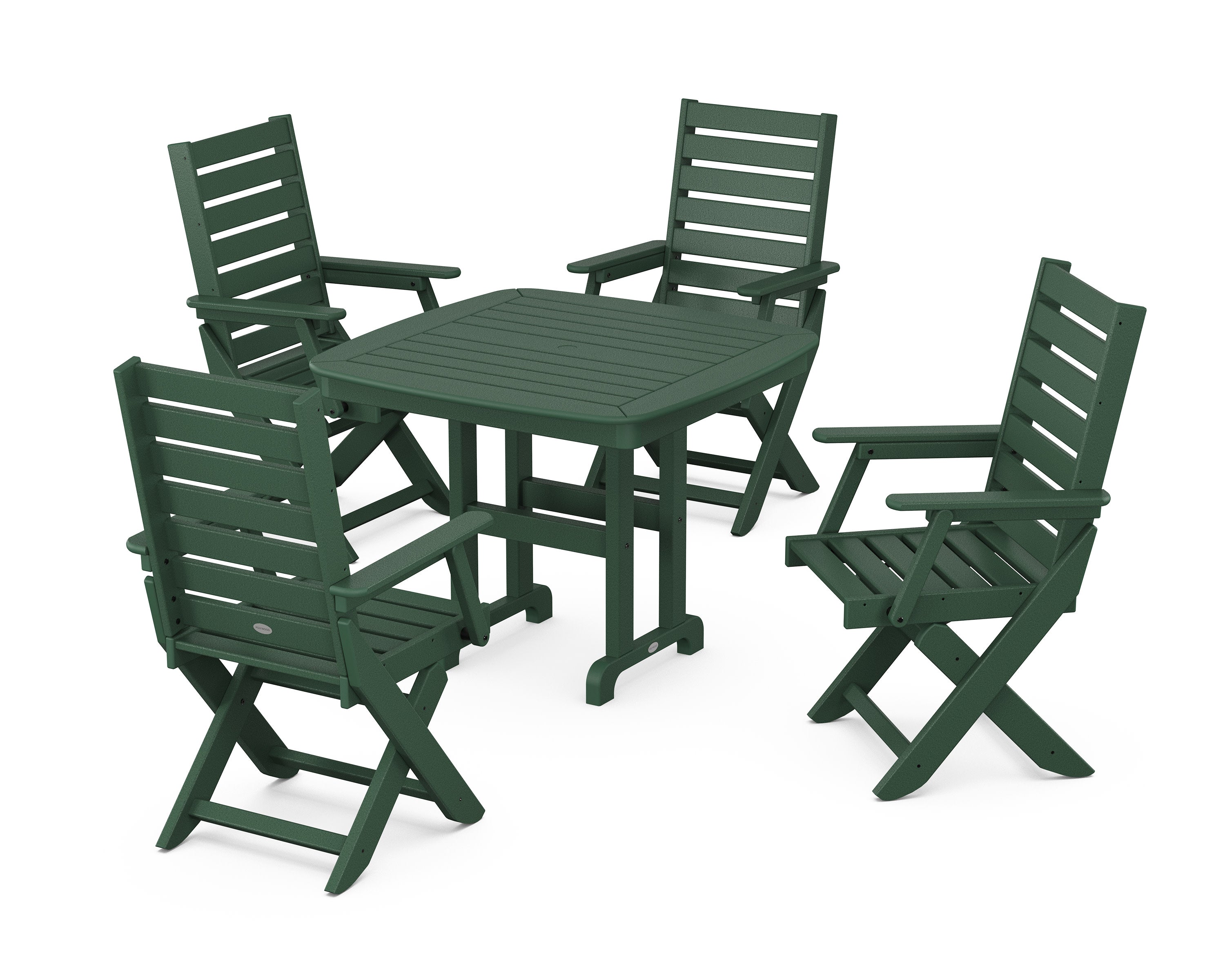 Captain Folding Chair 5-Piece Dining Set in Green