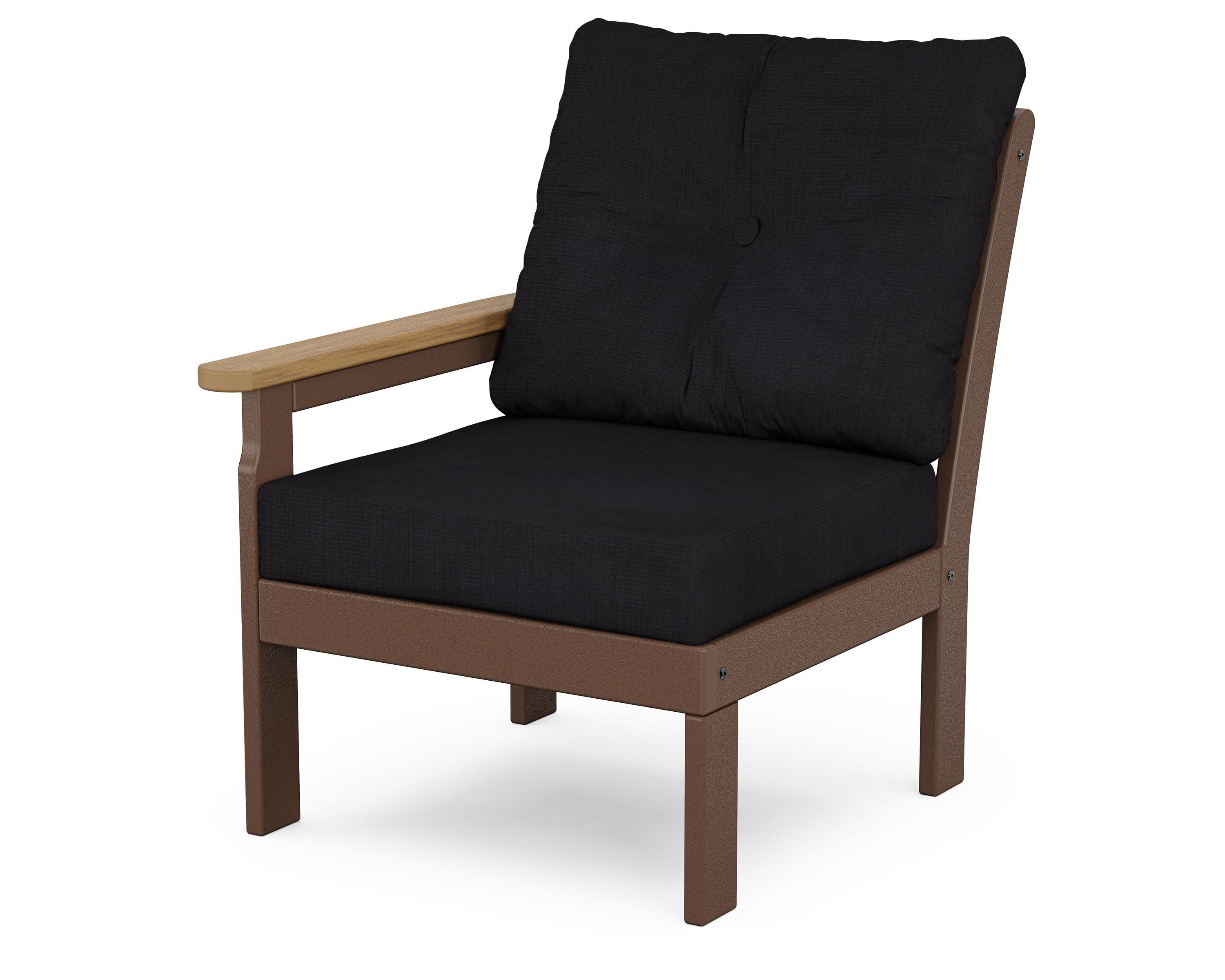 Vineyard Modular Left Arm Chair in Mahogany / Natural / Midnight Linen