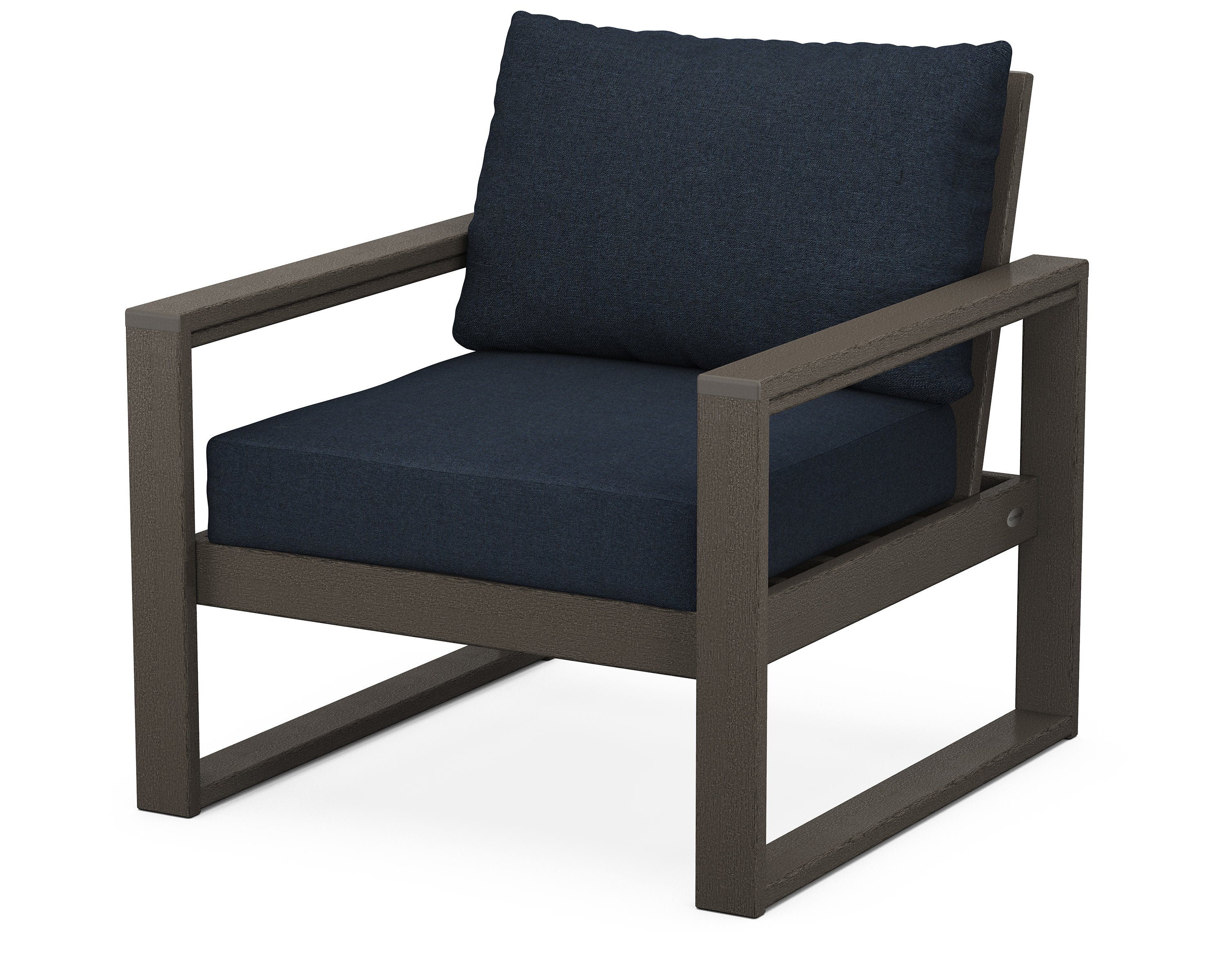 EDGE Club Chair in Vintage Coffee / Marine Indigo