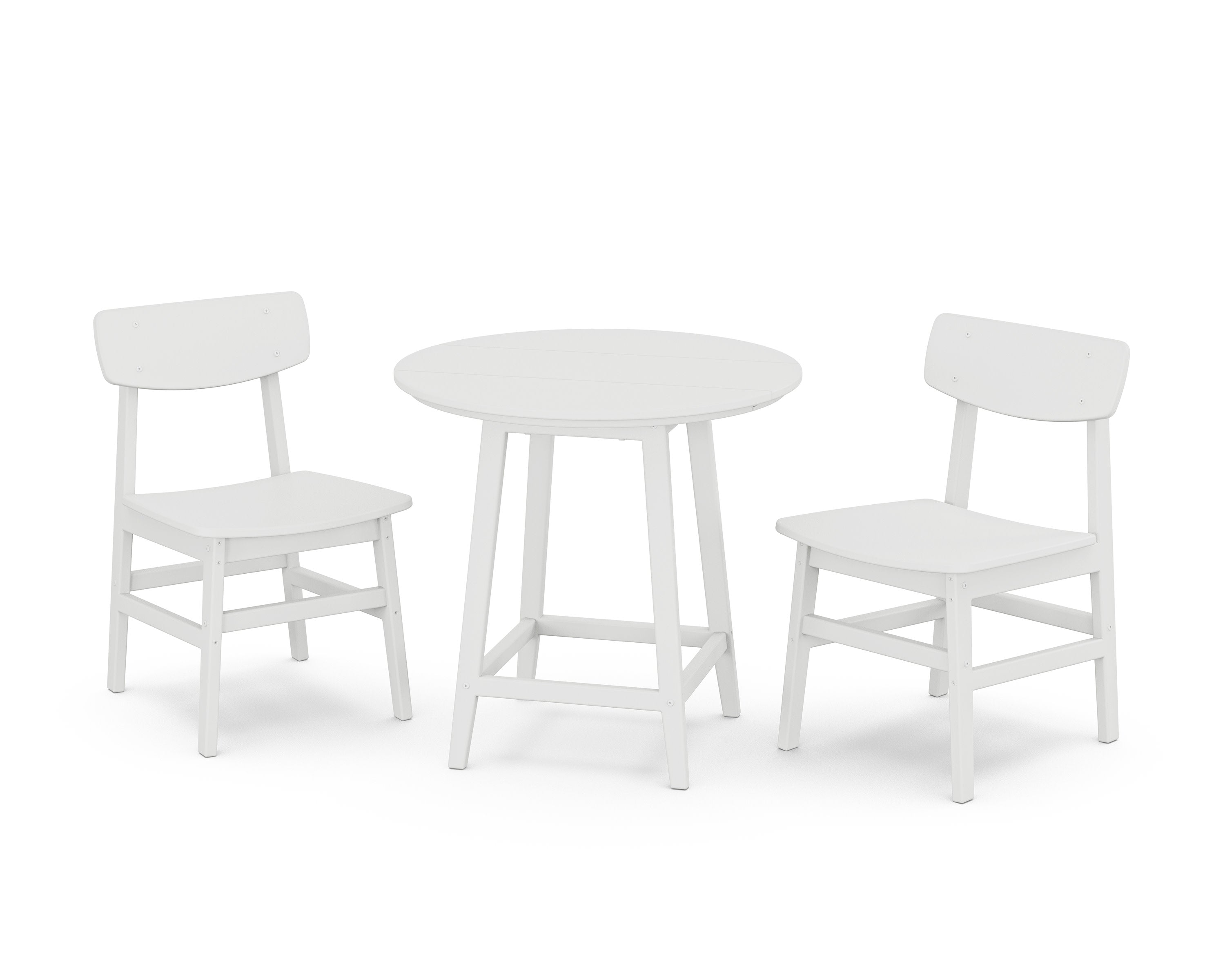 Modern Studio Urban Chair 3-Piece Round Bistro Dining Set in White