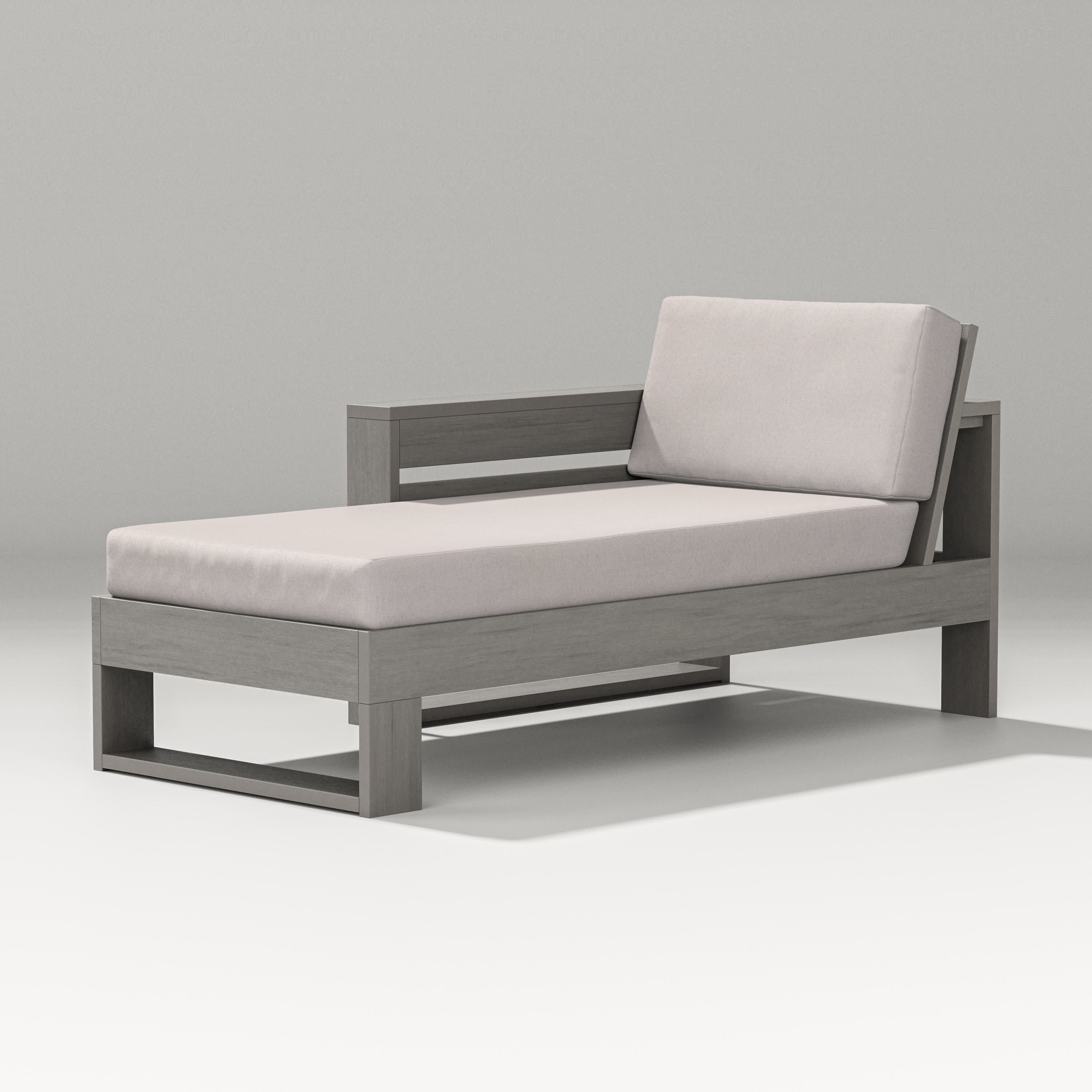 Latitude Modular Left Arm Chaise in Driftwood / Dune Burlap