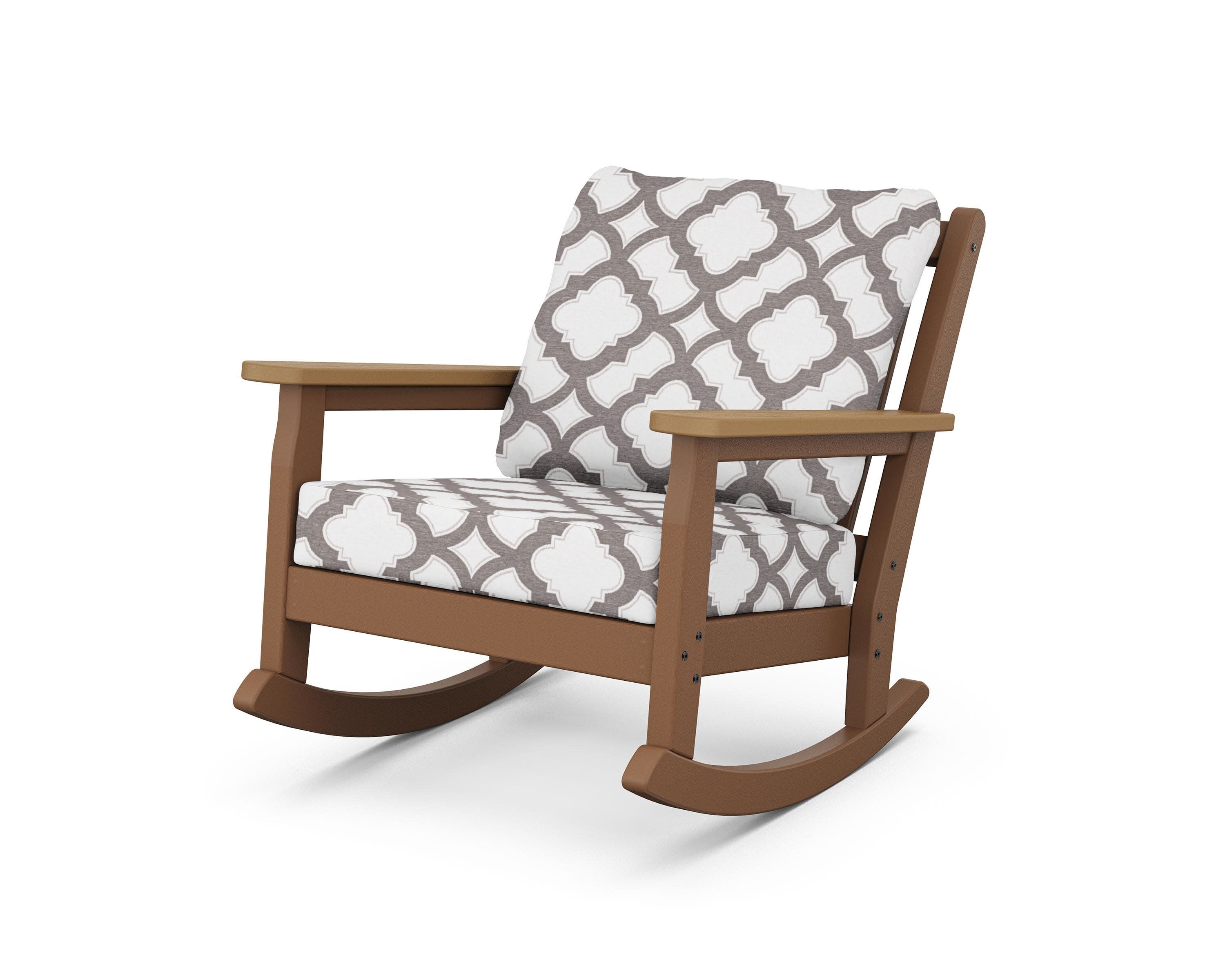 Chippendale Deep Seating Rocking Chair in Teak / Natural / Trellis Grey Mist