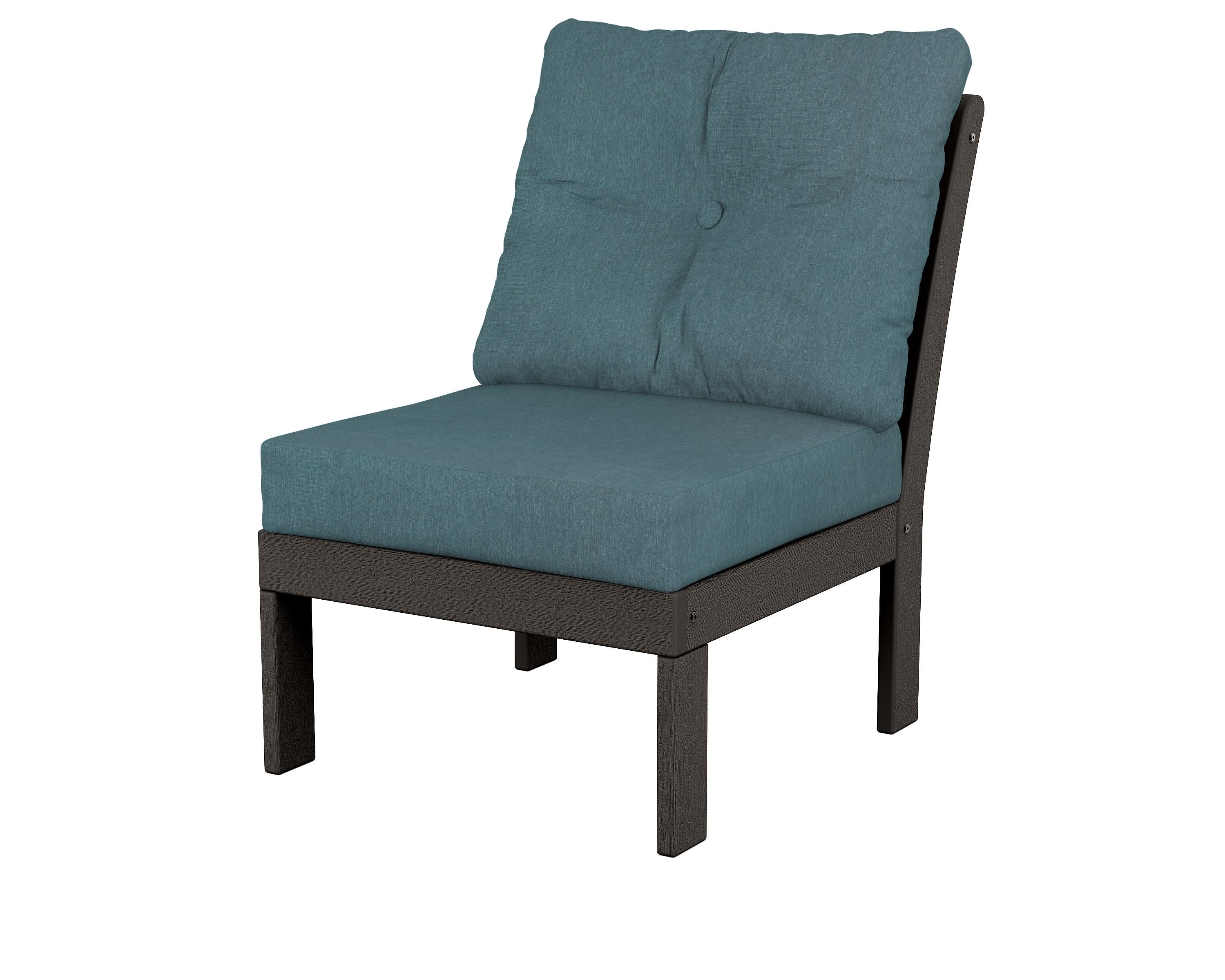 Vineyard Modular Armless Chair in Vintage Coffee / Ocean Teal