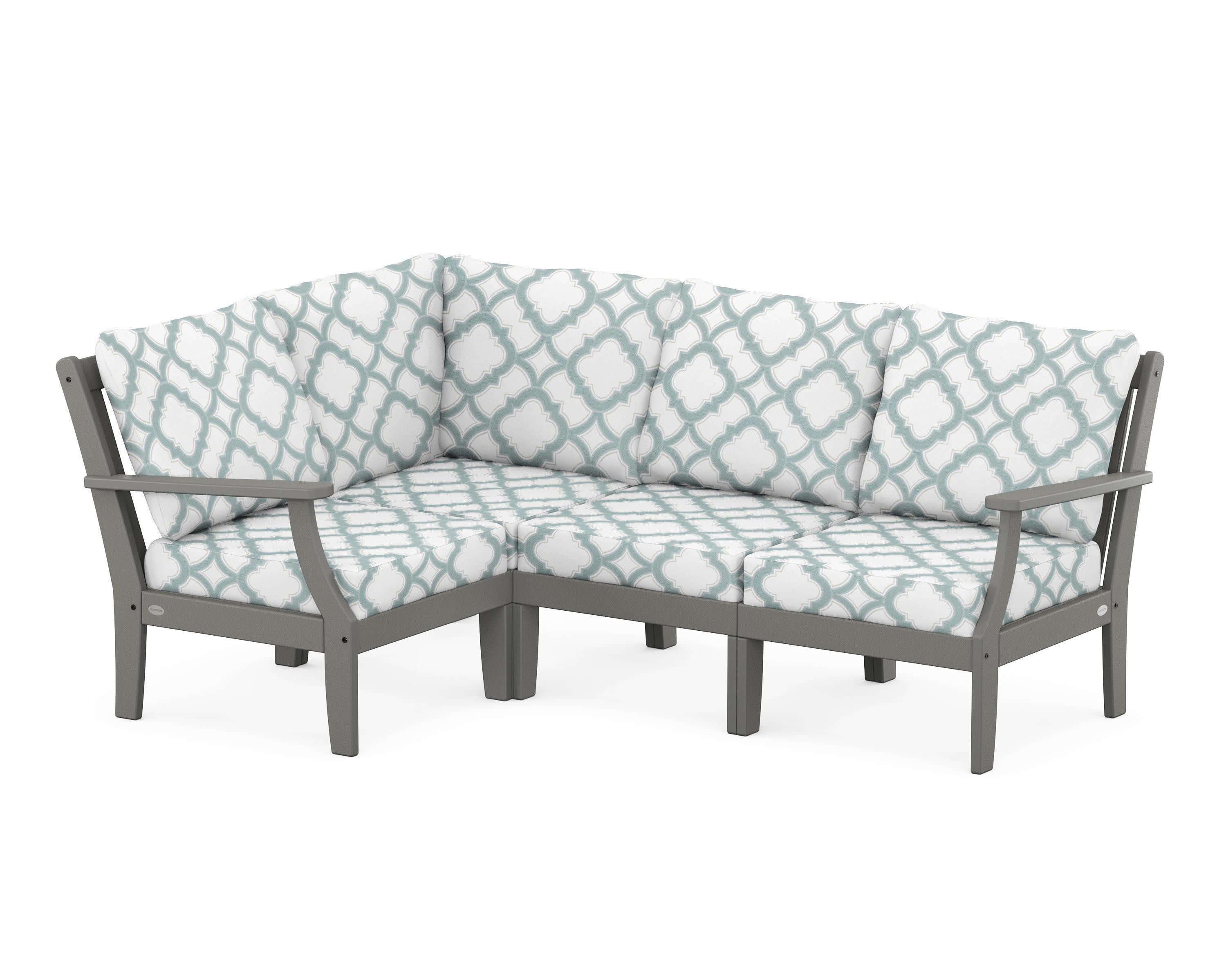 Braxton Modular 4-Piece Deep Seating Set in Slate Grey / Trellis Glacier Spa