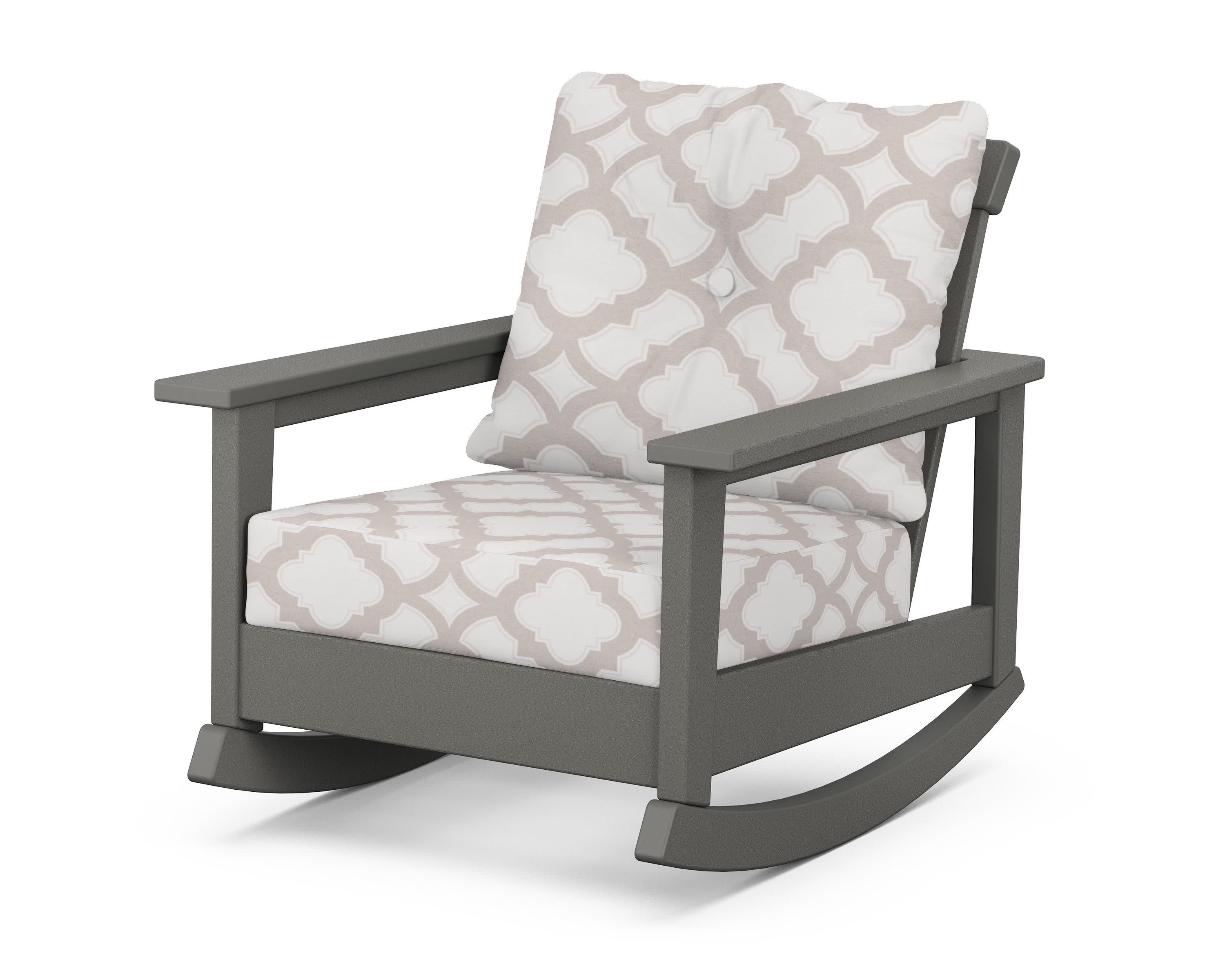 Prescott Deep Seating Rocking Chair in Slate Grey / Trellis Dune Burlap