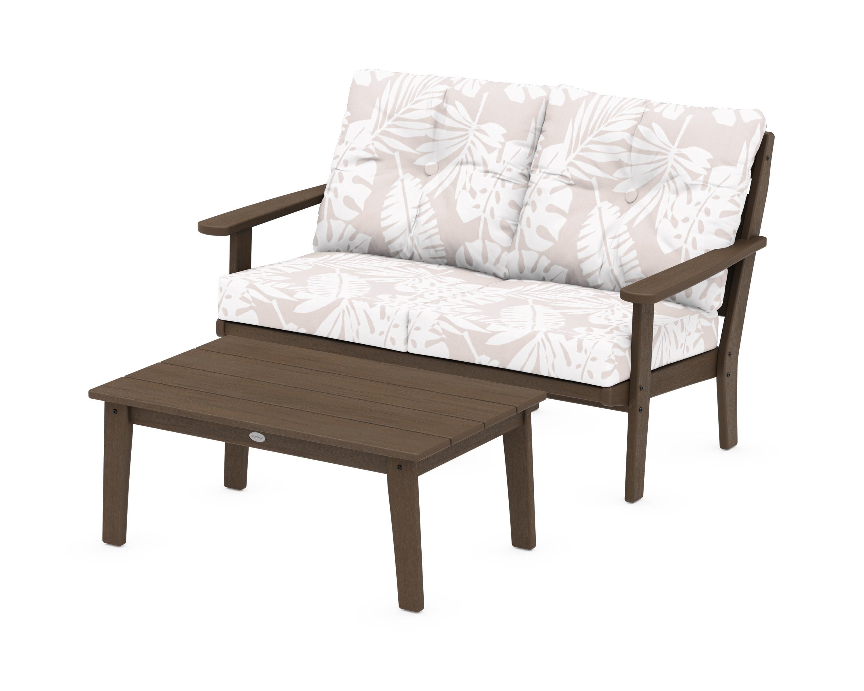 Lakeside 2-Piece Lounge Loveseat Set in Kona / Leaf Dune Burlap