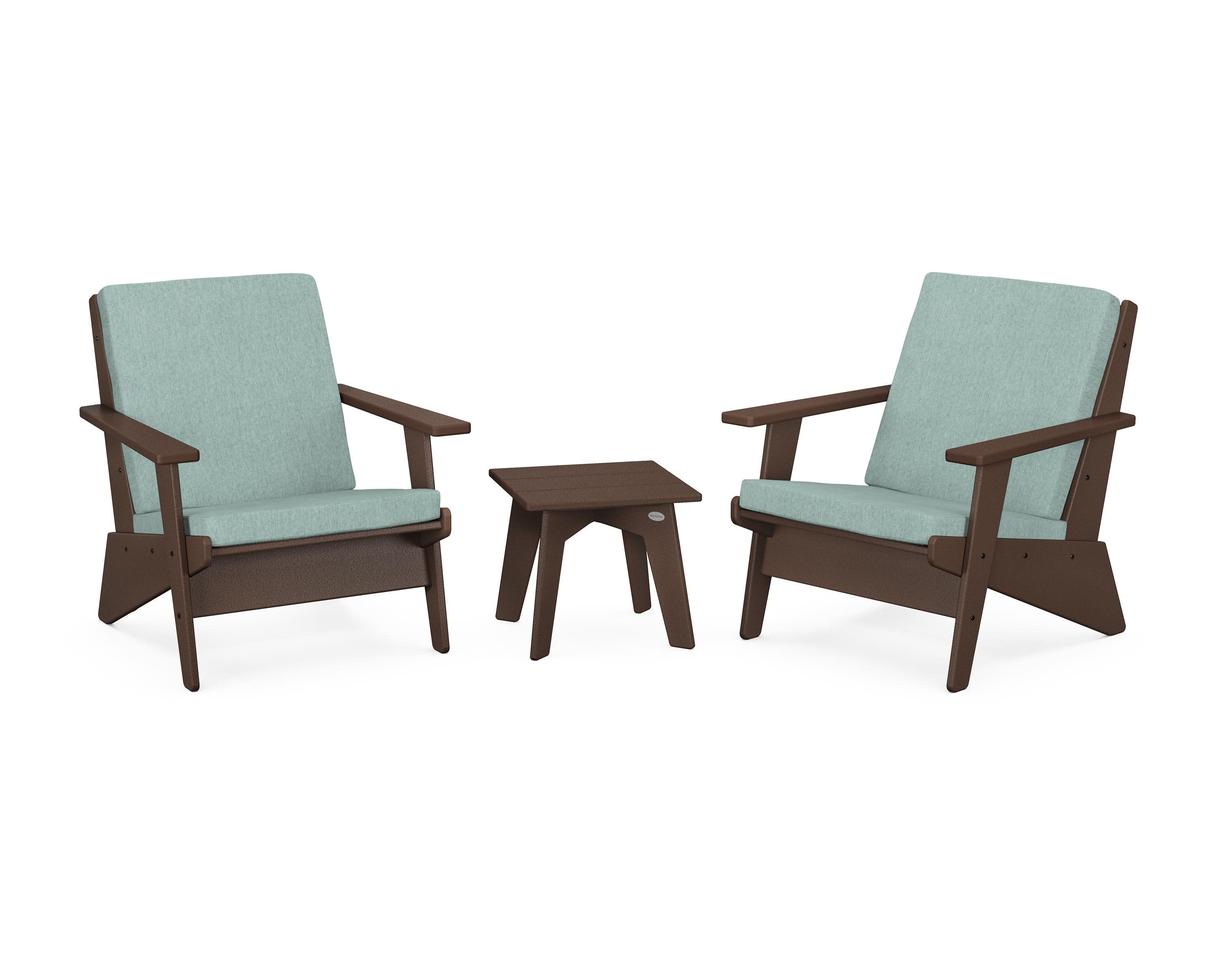 Riviera Modern Lounge 3-Piece Set in Mahogany / Glacier Spa