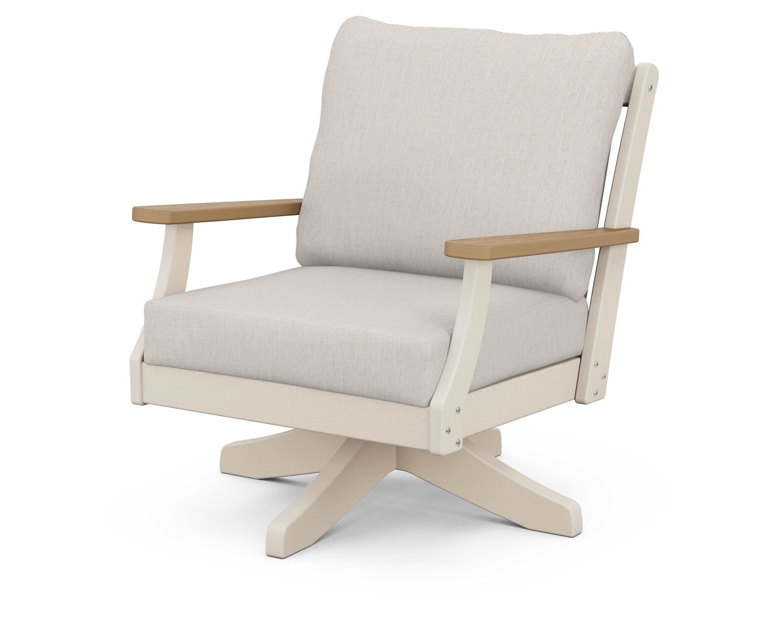 Braxton Deep Seating Swivel Chair in Sand / Natural / Cast Ash