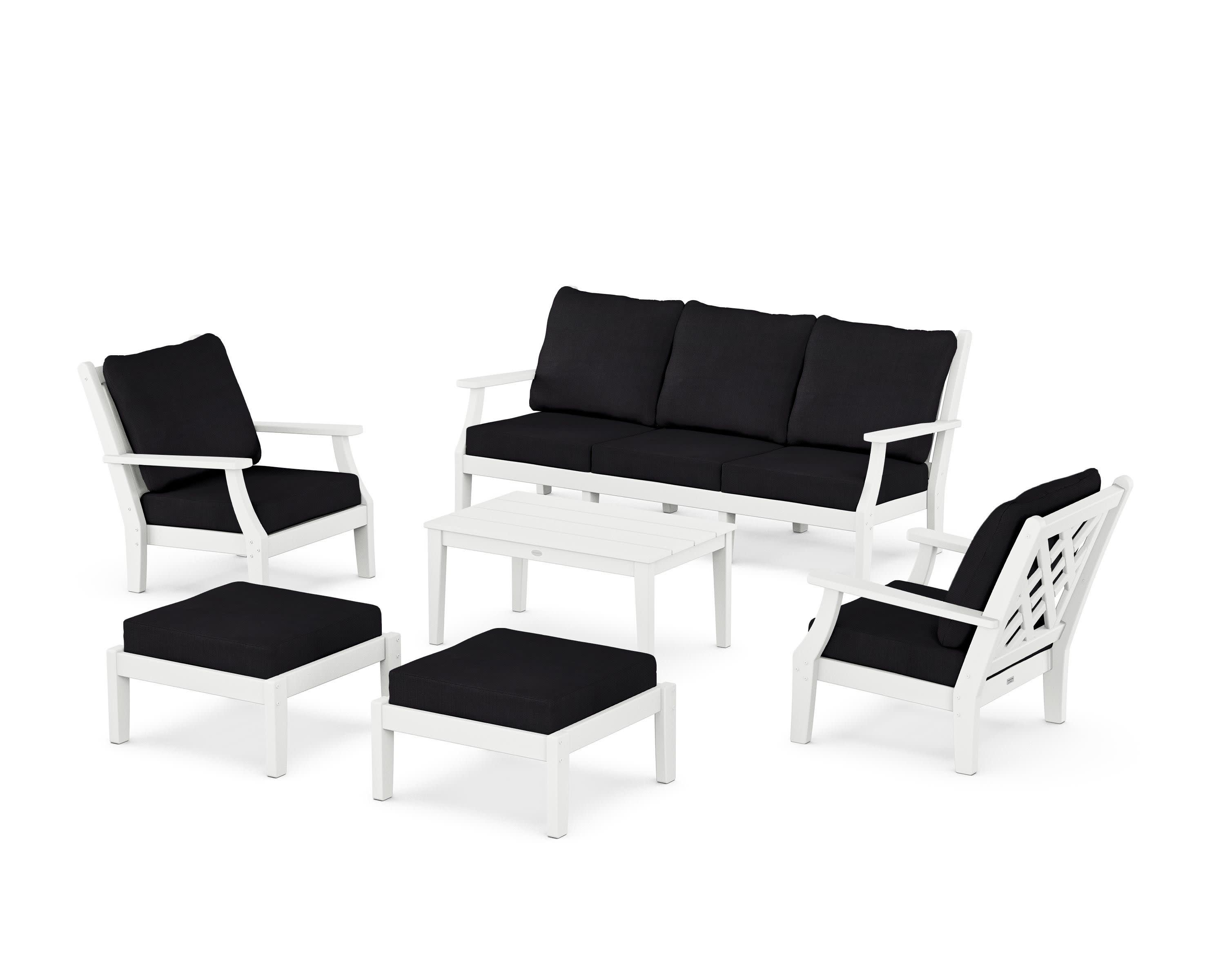 Wovendale 6-Piece Lounge Sofa Set in White / Midnight Linen