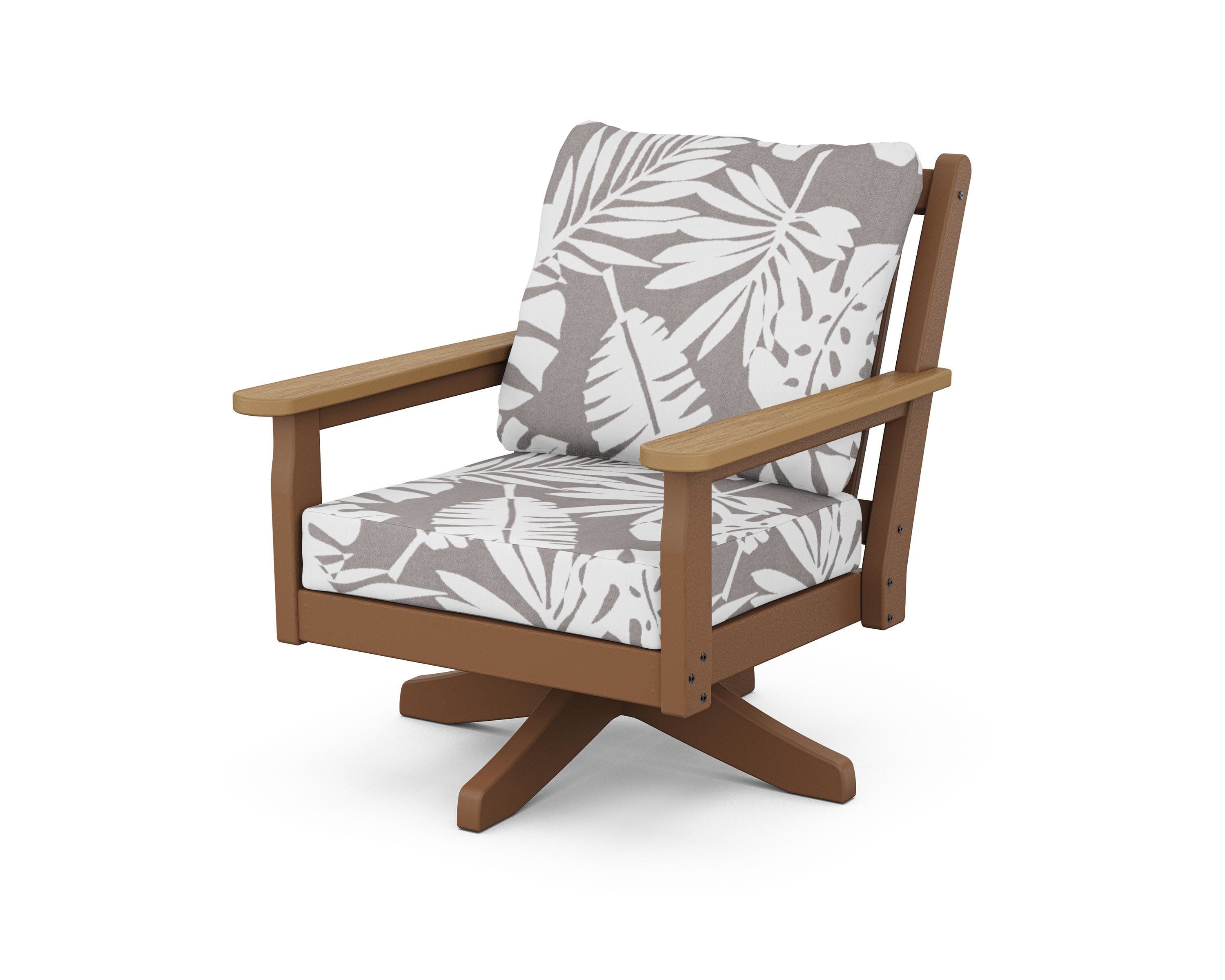 Chippendale Deep Seating Swivel Chair in Teak / Natural / Leaf Grey Mist