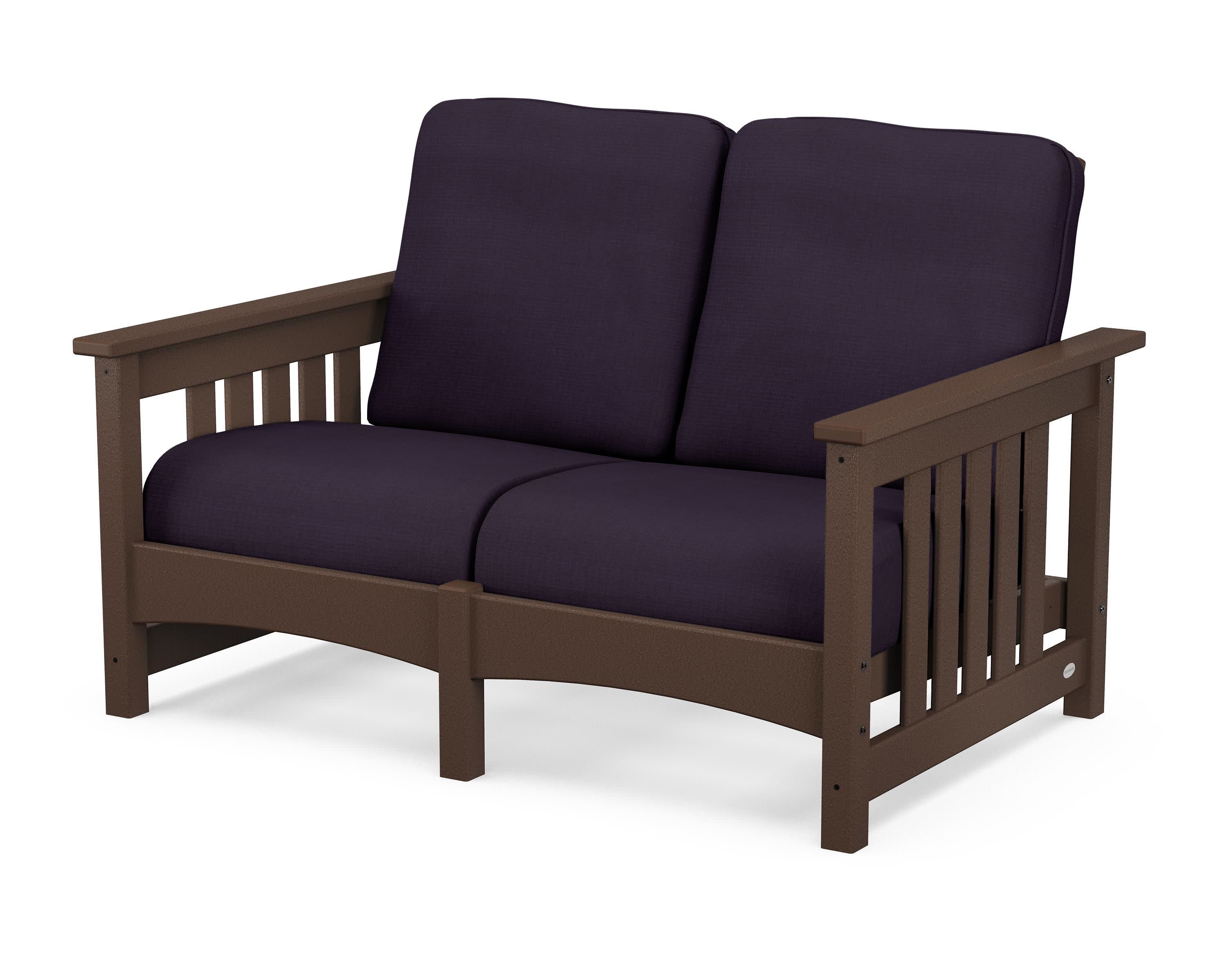 Club Mission Loveseat in Mahogany / Navy Linen
