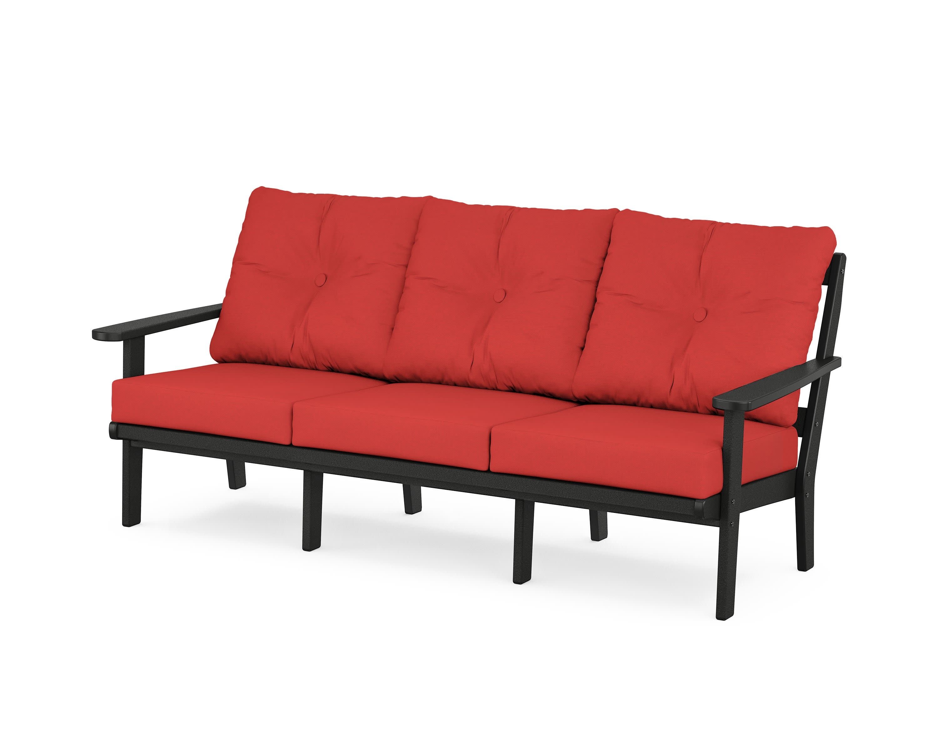 Mission Deep Seating Sofa in Black / Crimson Linen
