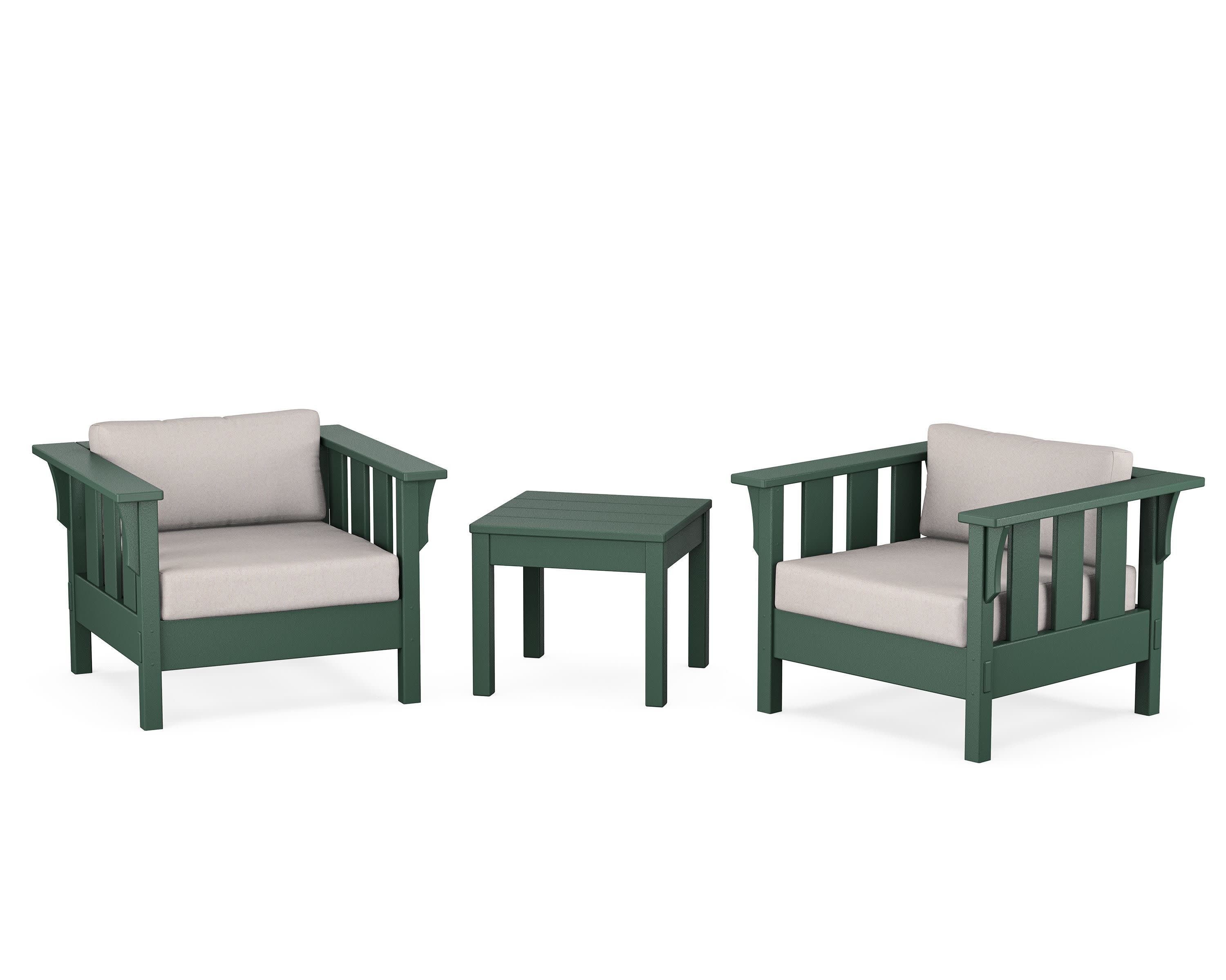 Acadia 3-Piece Deep Seating Set in Green / Dune Burlap