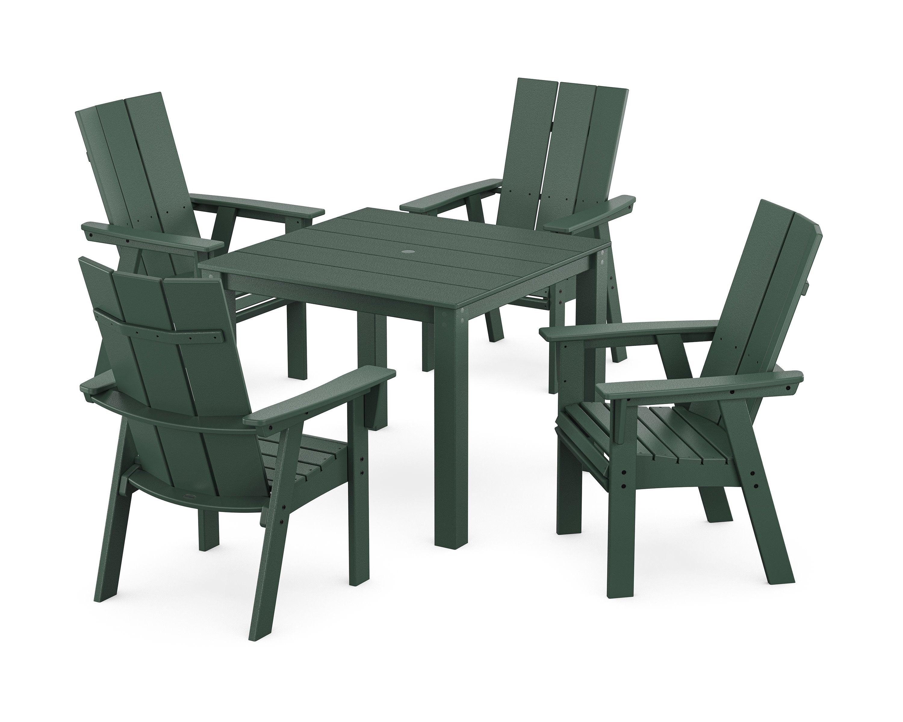 Modern Curveback Adirondack 5-Piece Parsons Dining Set in Green