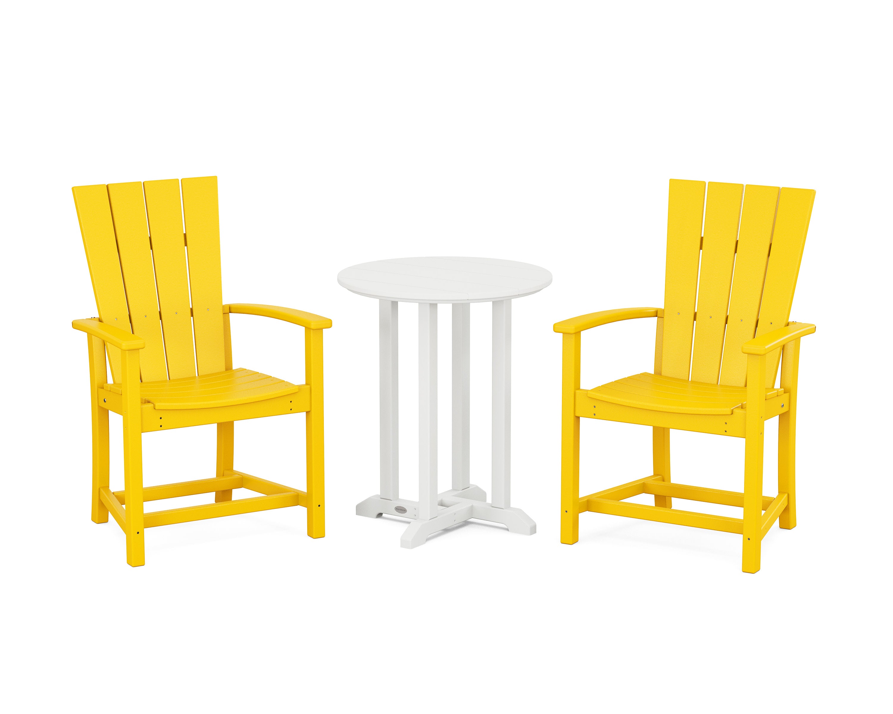 Quattro 3-Piece Round Farmhouse Bistro Dining Set in Lemon / White