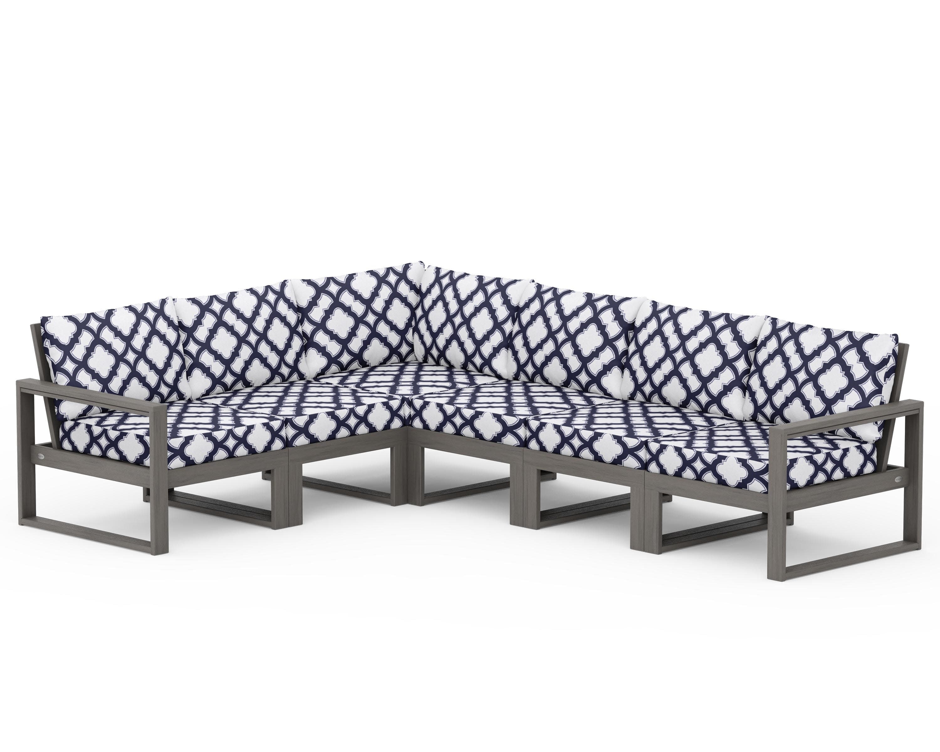 EDGE 6-Piece Modular Deep Seating Set in Driftwood / Trellis Navy