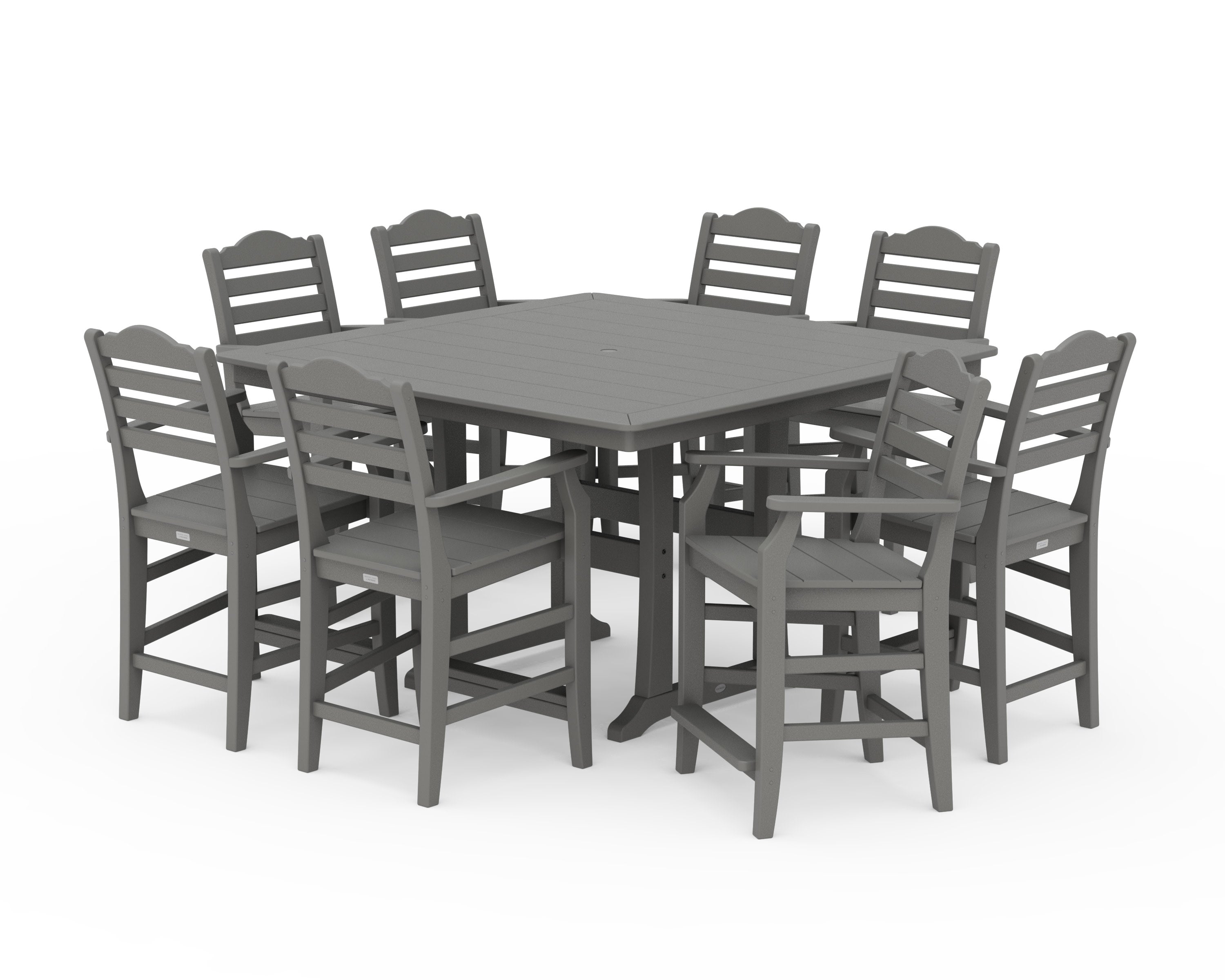 Savannah 9-Piece Square Counter Set with Trestle Legs in Slate Grey