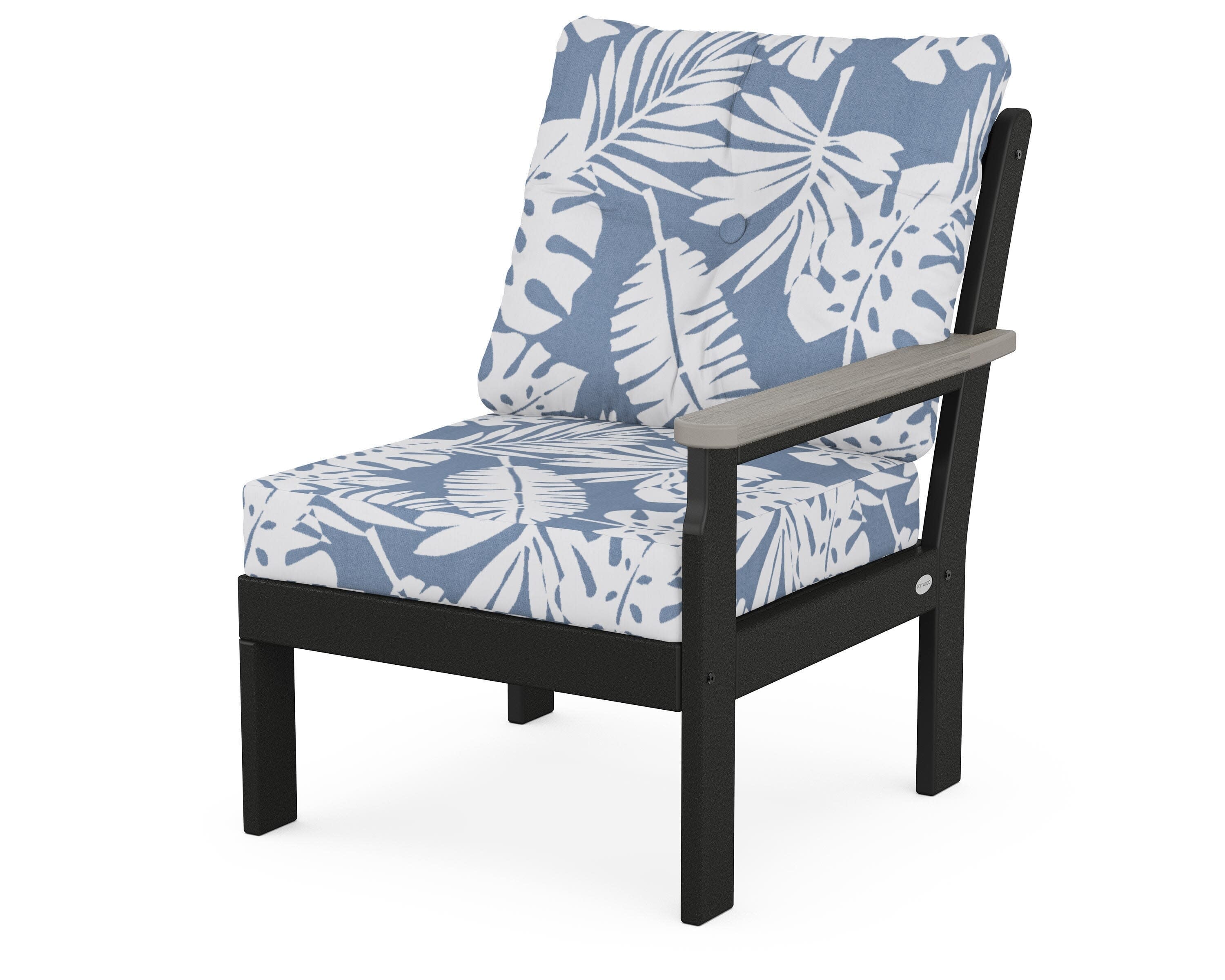 Vineyard Modular Right Arm Chair in Black / Driftwood / Leaf Sky Blue