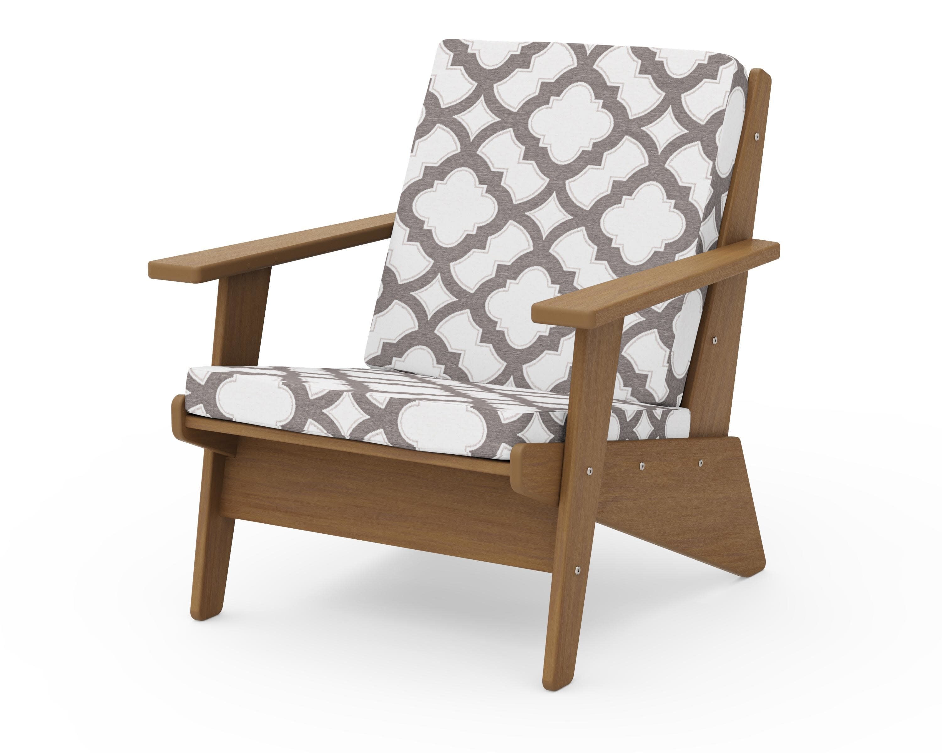 Riviera Modern Lounge Chair in Natural / Trellis Grey Mist