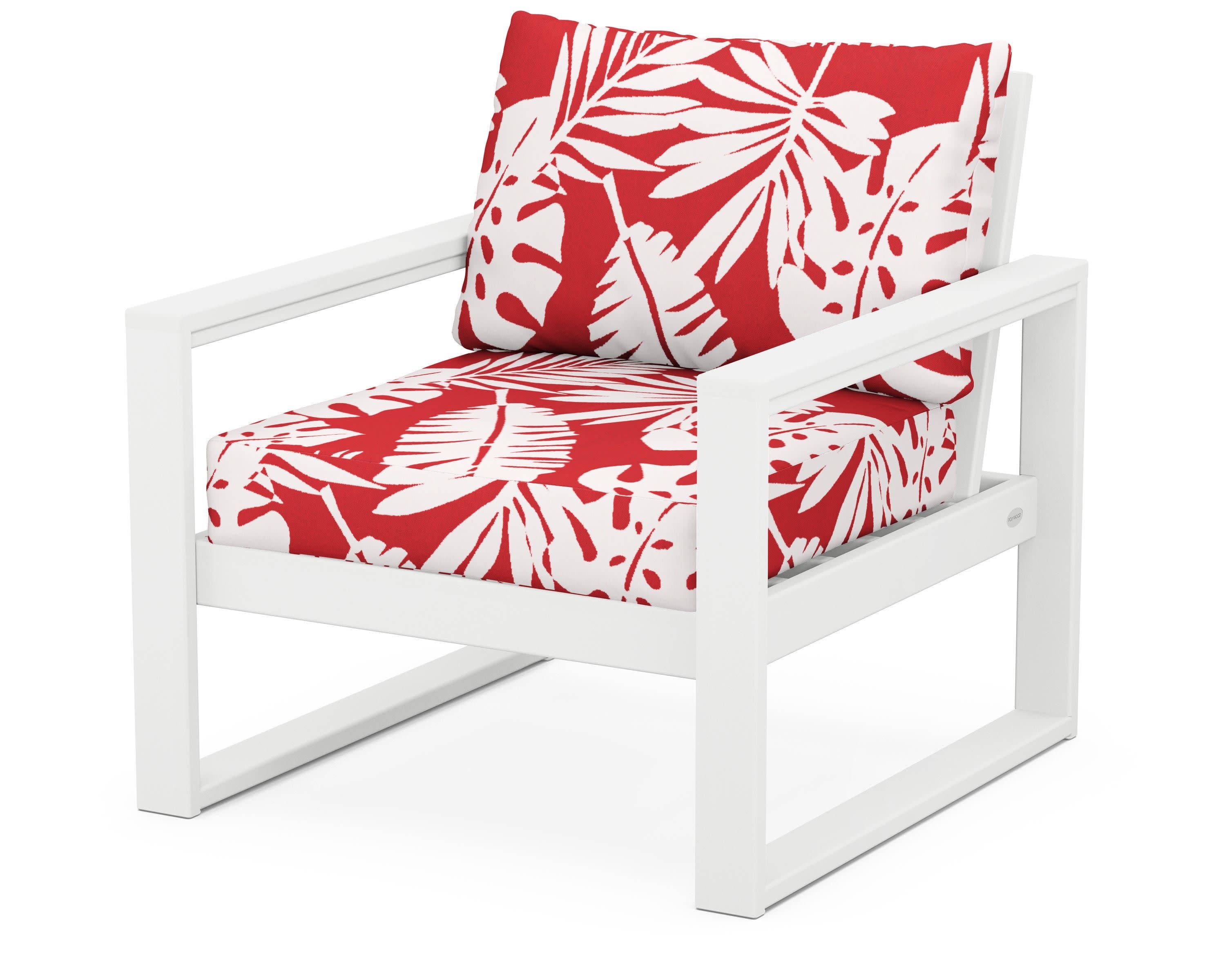 EDGE Club Chair in White / Leaf Crimson