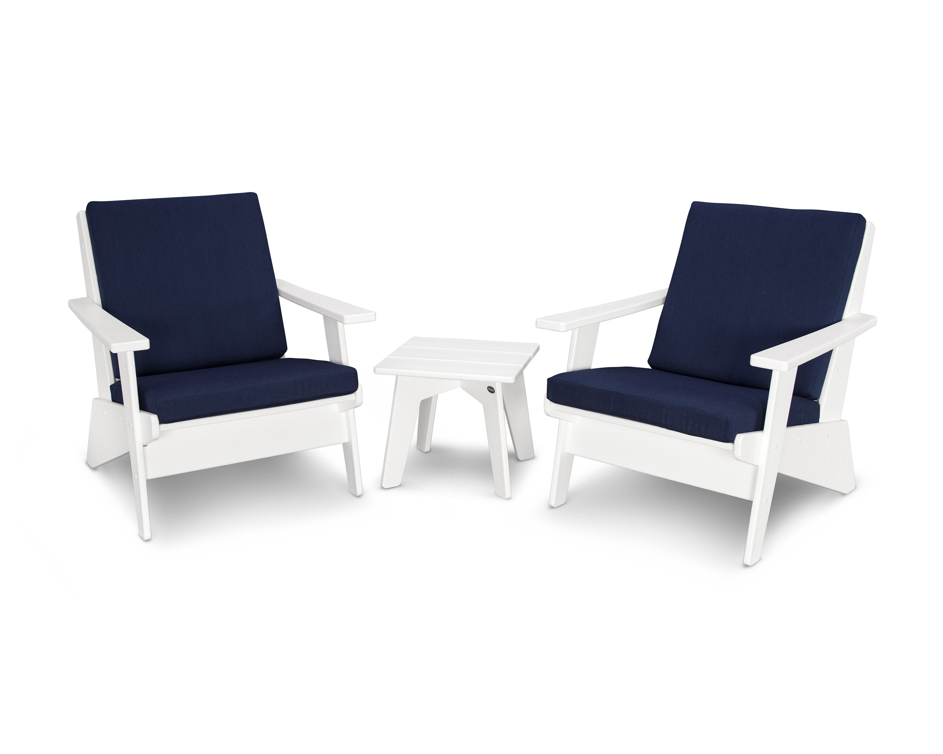 Riviera Modern Lounge 3-Piece Set in White / Spectrum Indigo