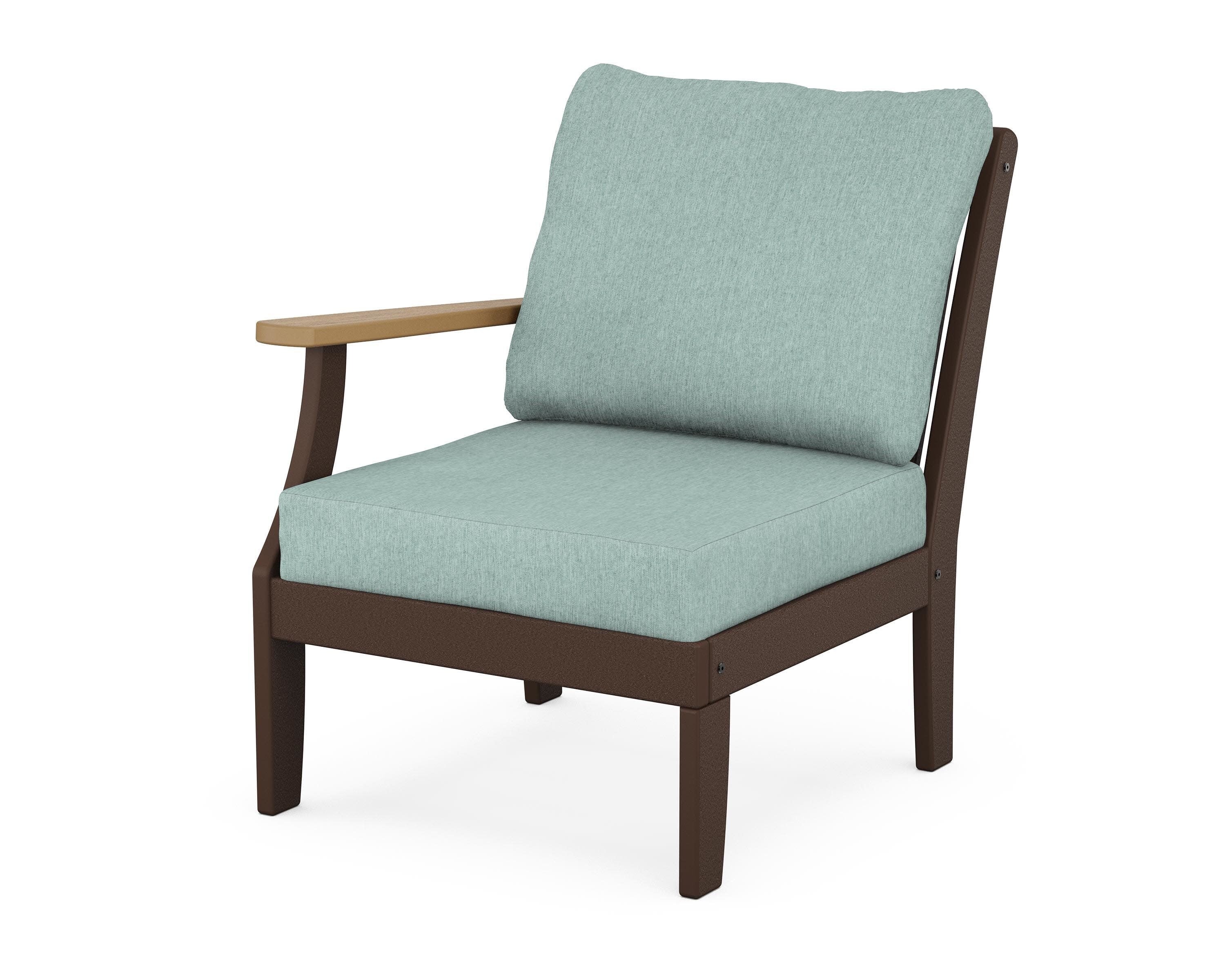 Braxton Modular Left Arm Chair in Mahogany / Natural / Glacier Spa